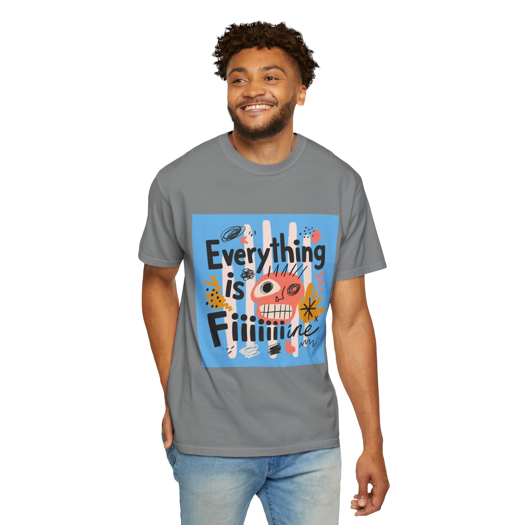 Everything Is Fine T-Shirt — Colorful Retro Cartoon Graphic Tee