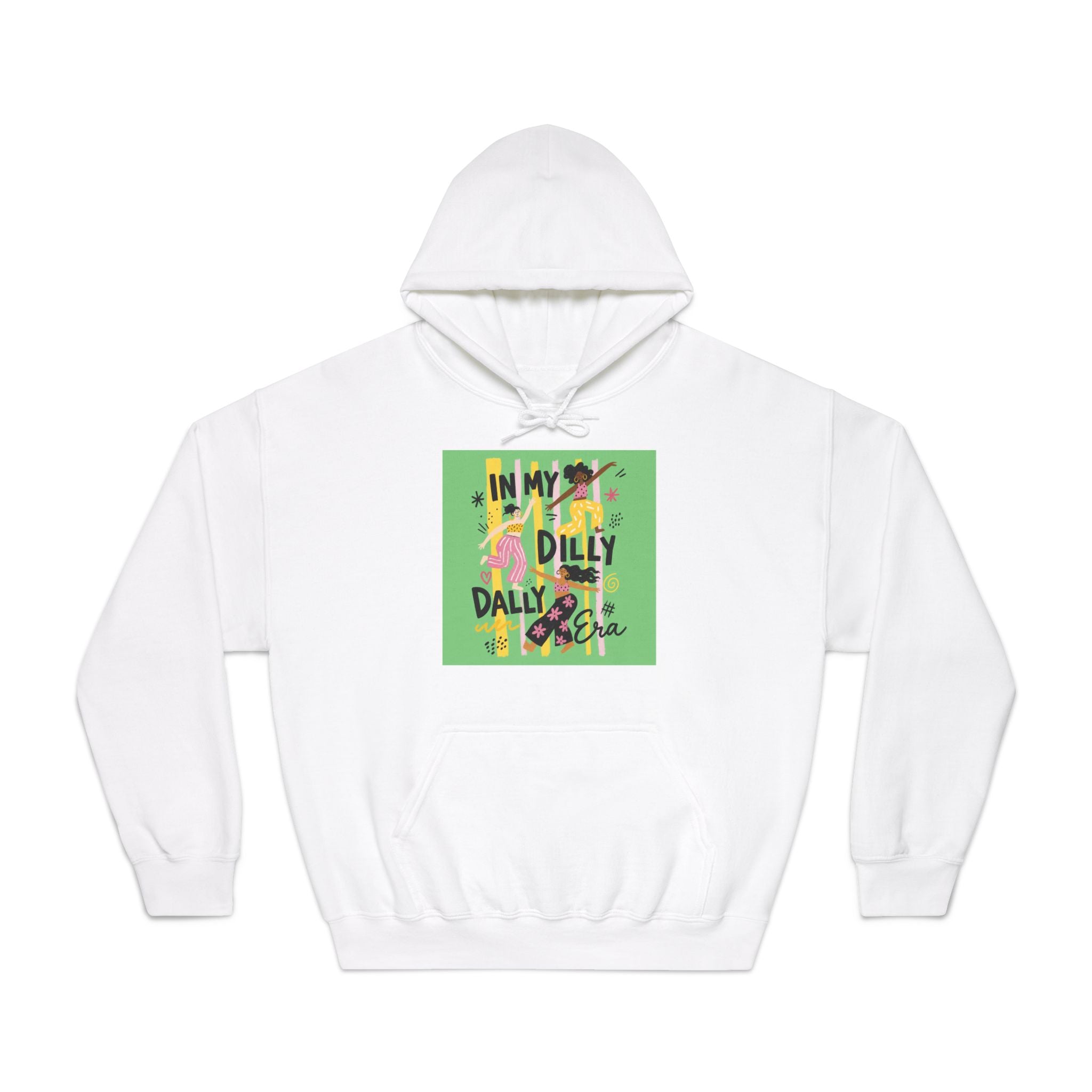Dilly Dally Vibes Hoodie — Colorful Retro Graphic Sweatshirt
