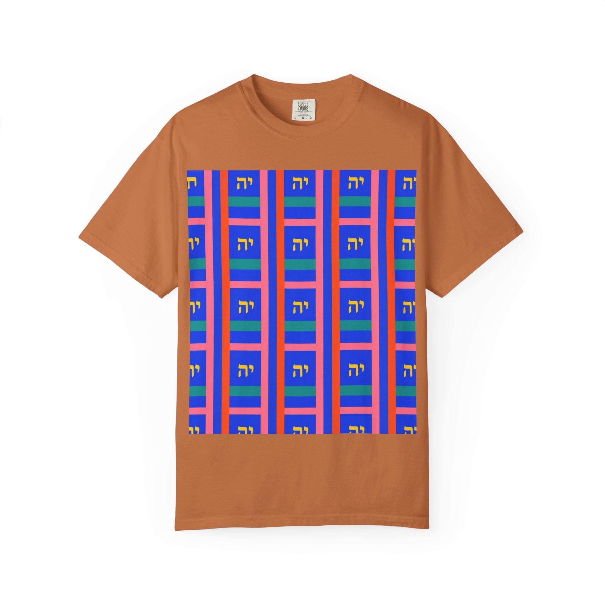 Modern Geometric Pattern T‑Shirt — Colorblock Blue Grid Design