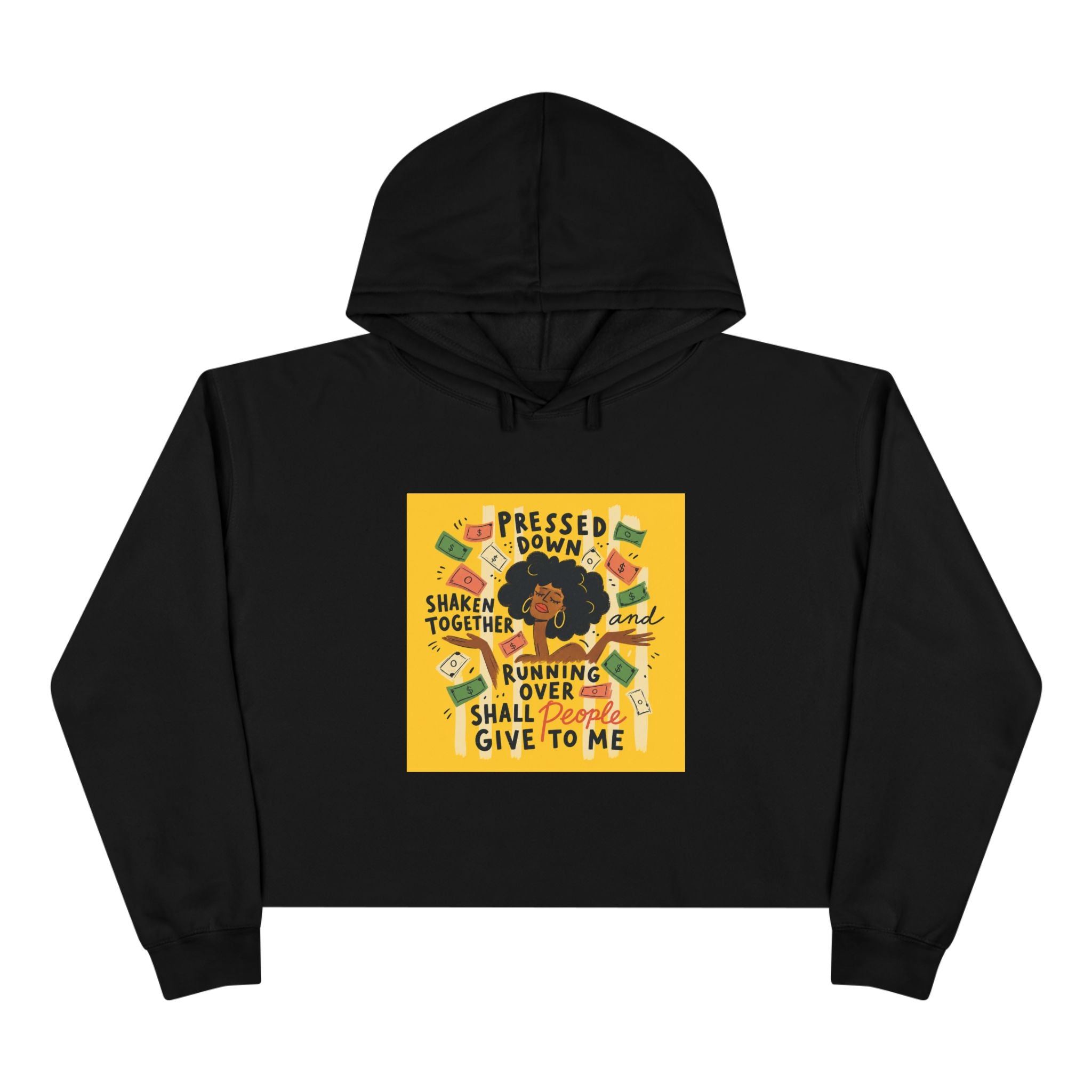 Cropped Hoodie — "Pressed Down, Shaken Together" Inspirational Graphic