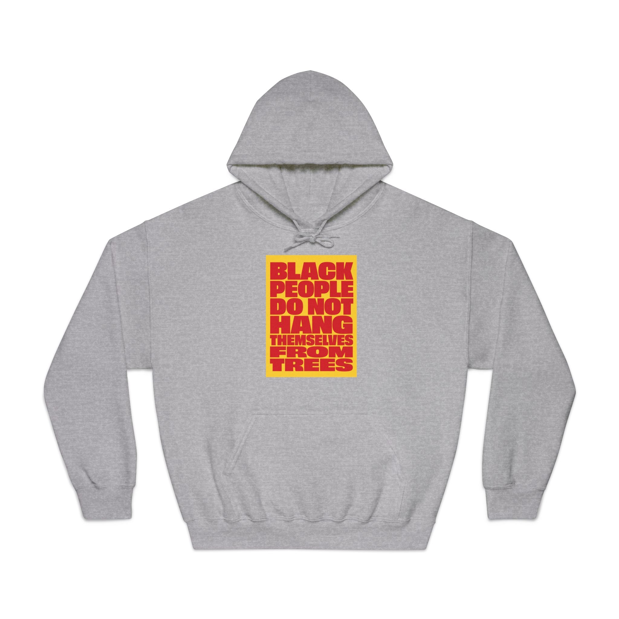 Statement Hoodie — “Black People Do Not Hang Themselves From Trees” Graphic Pullover