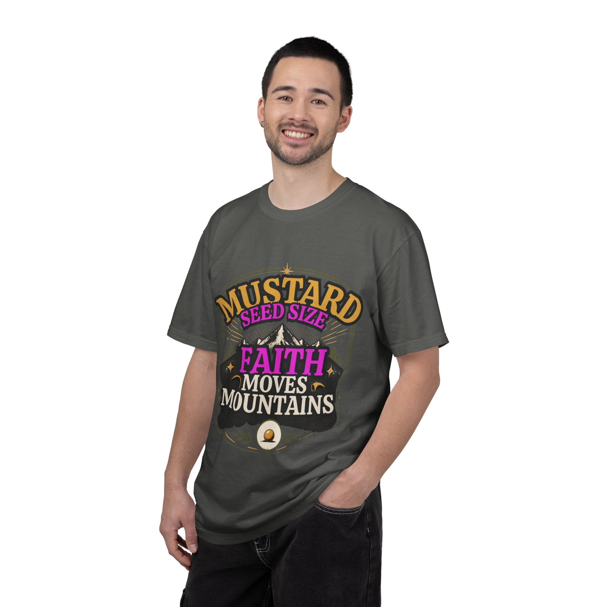 Faith Moves Mountains T-Shirt — Mustard Seed Size Inspirational Christian Tee