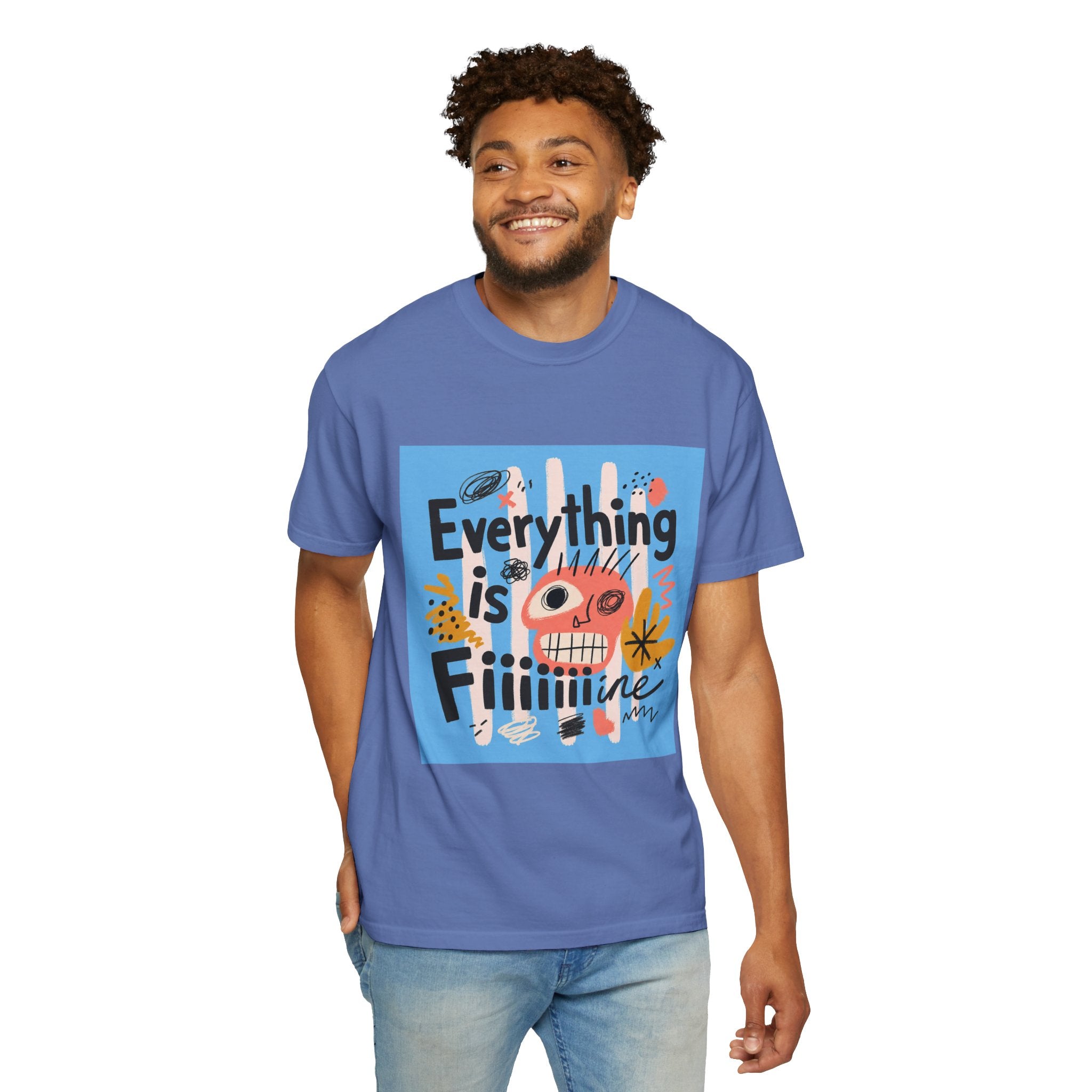 Everything Is Fine T-Shirt — Colorful Retro Cartoon Graphic Tee