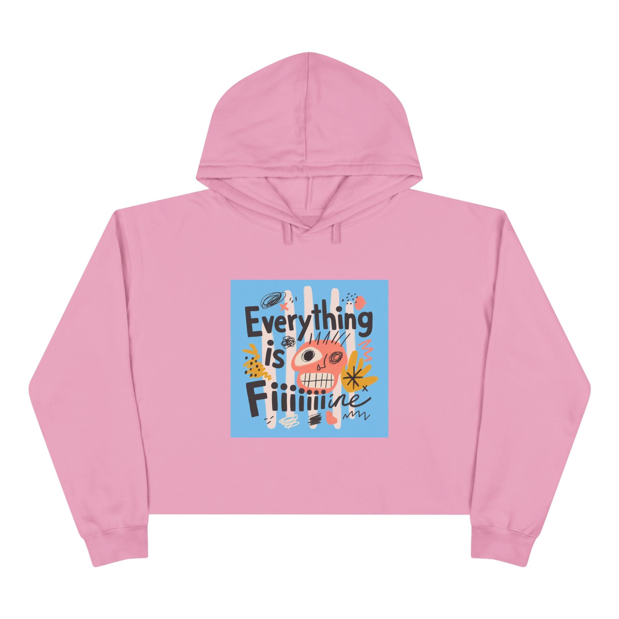 Everything Is Fine Crop Hoodie — Playful Retro Graphic Cropped Hoodie