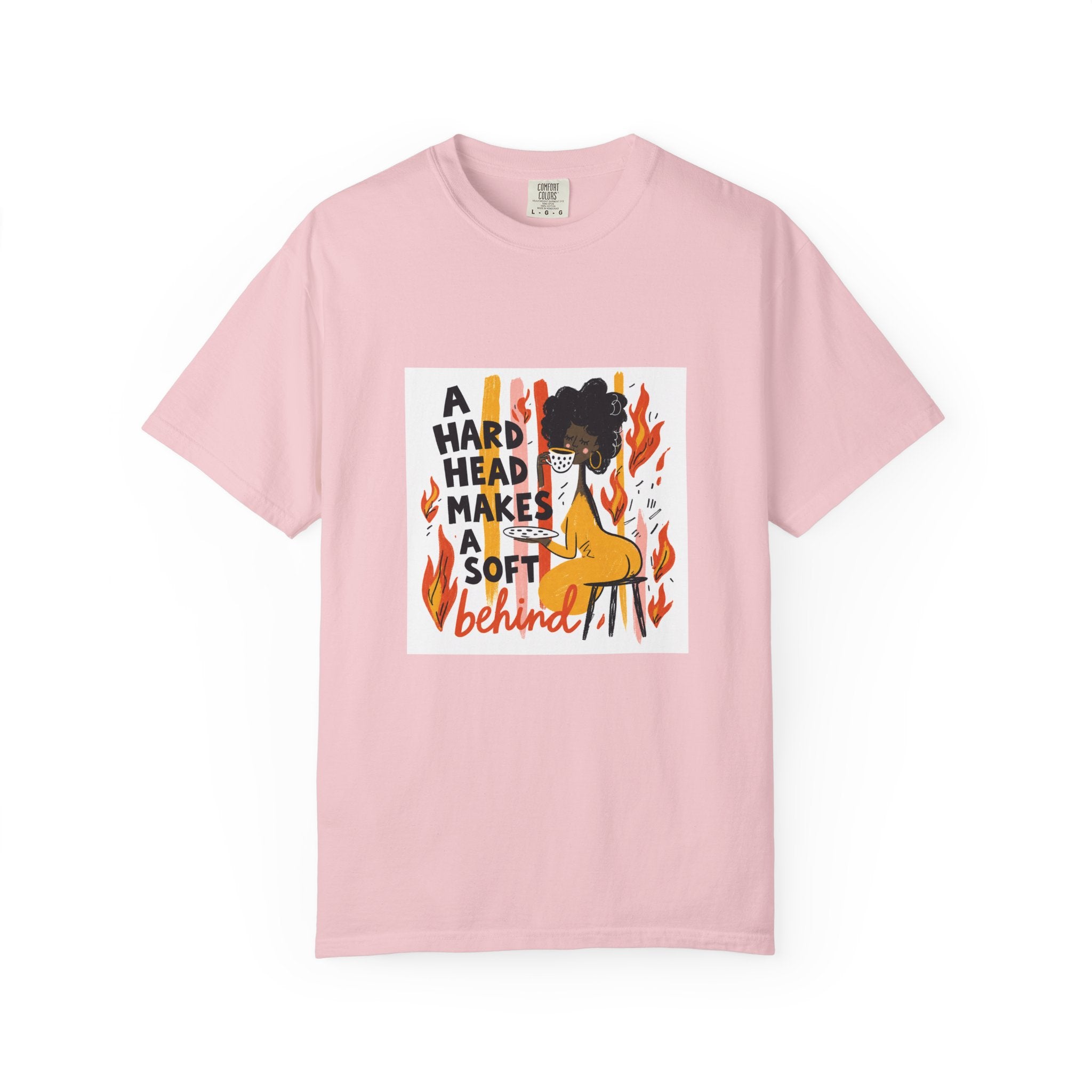 Graphic T-Shirt — "A Hard Head Makes a Soft Behind" Retro Afro Girl Design