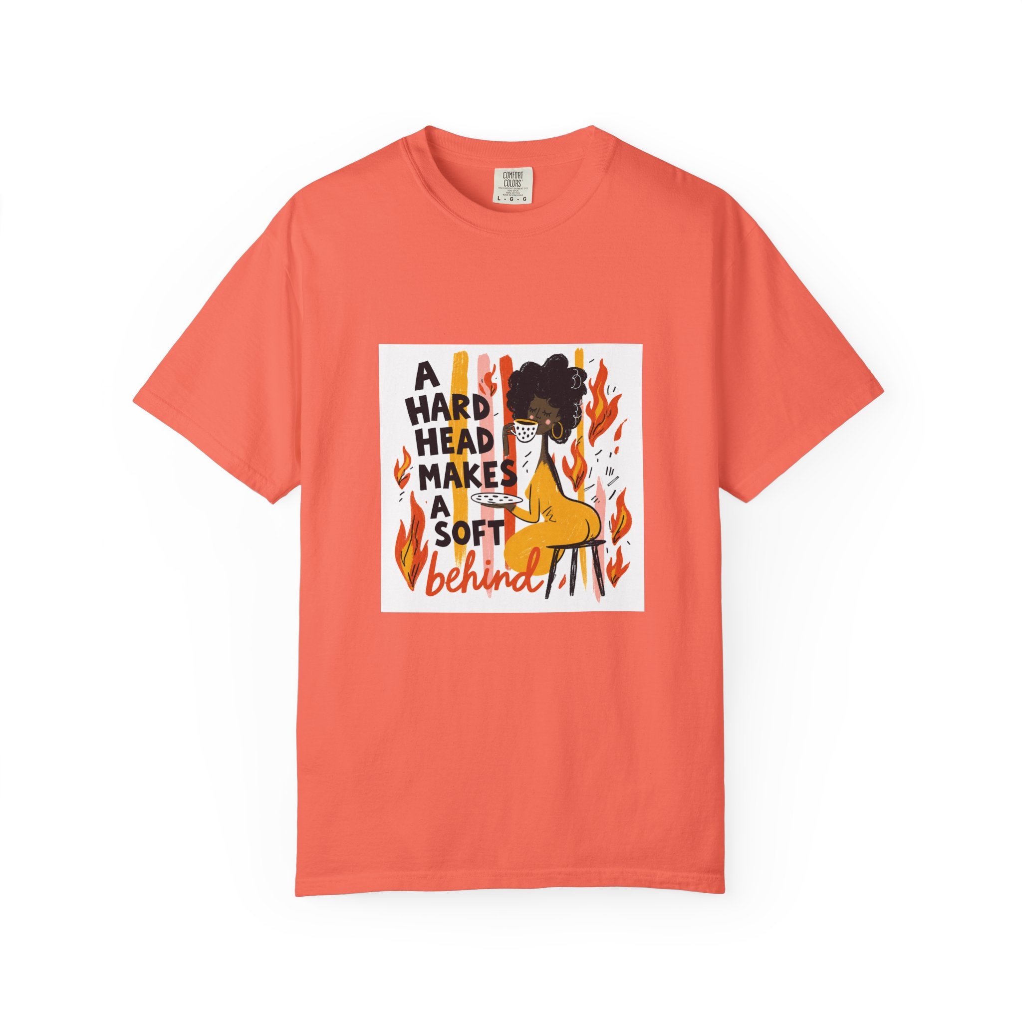 Graphic T-Shirt — "A Hard Head Makes a Soft Behind" Retro Afro Girl Design