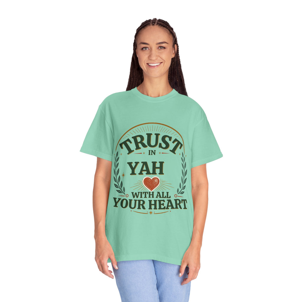 Trust in Yah T-Shirt — "Trust in Yah with All Your Heart" Christian Faith Tee