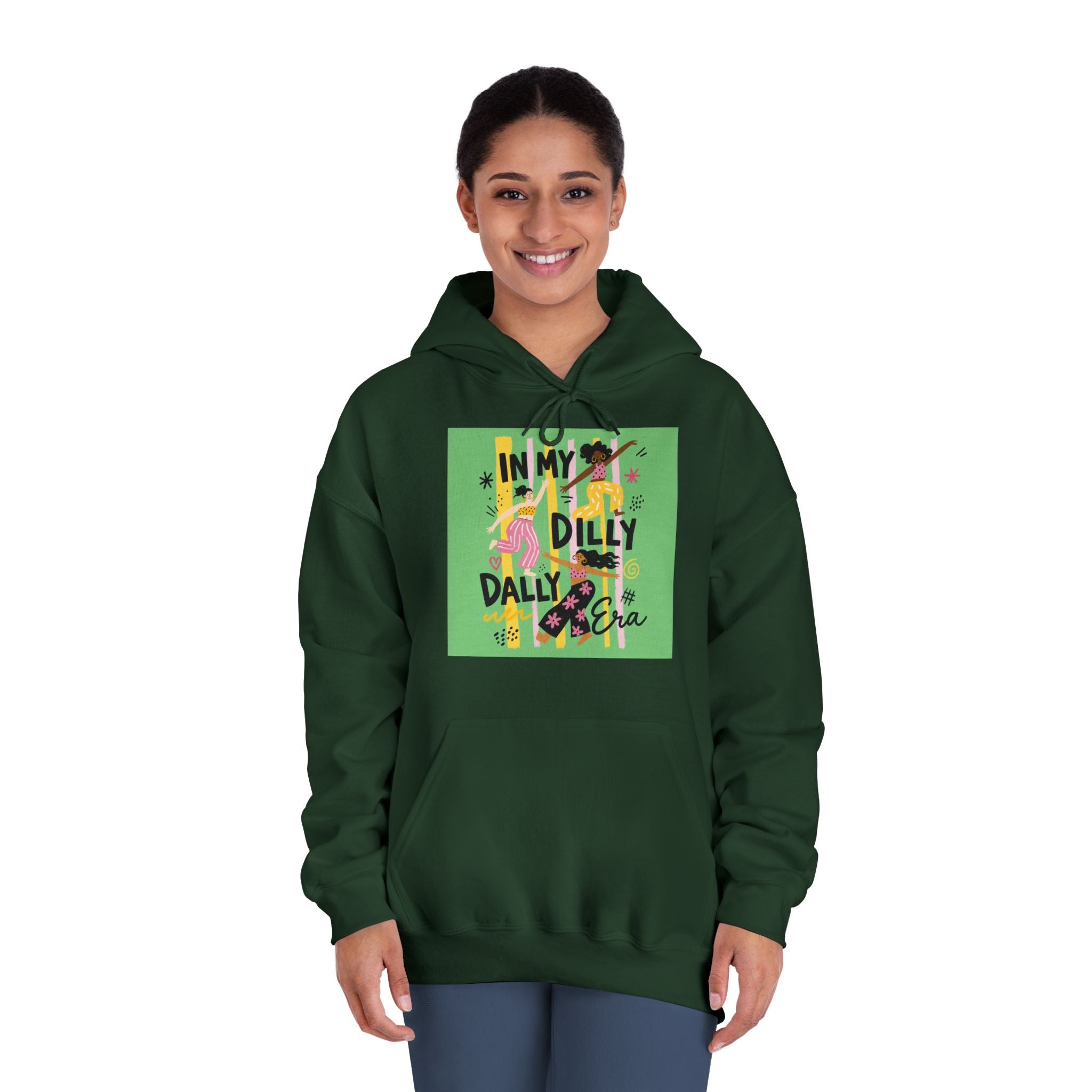 Dilly Dally Vibes Hoodie — Colorful Retro Graphic Sweatshirt