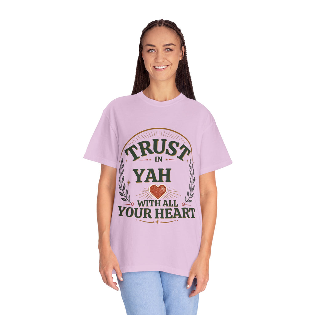 Trust in Yah T-Shirt — "Trust in Yah with All Your Heart" Christian Faith Tee