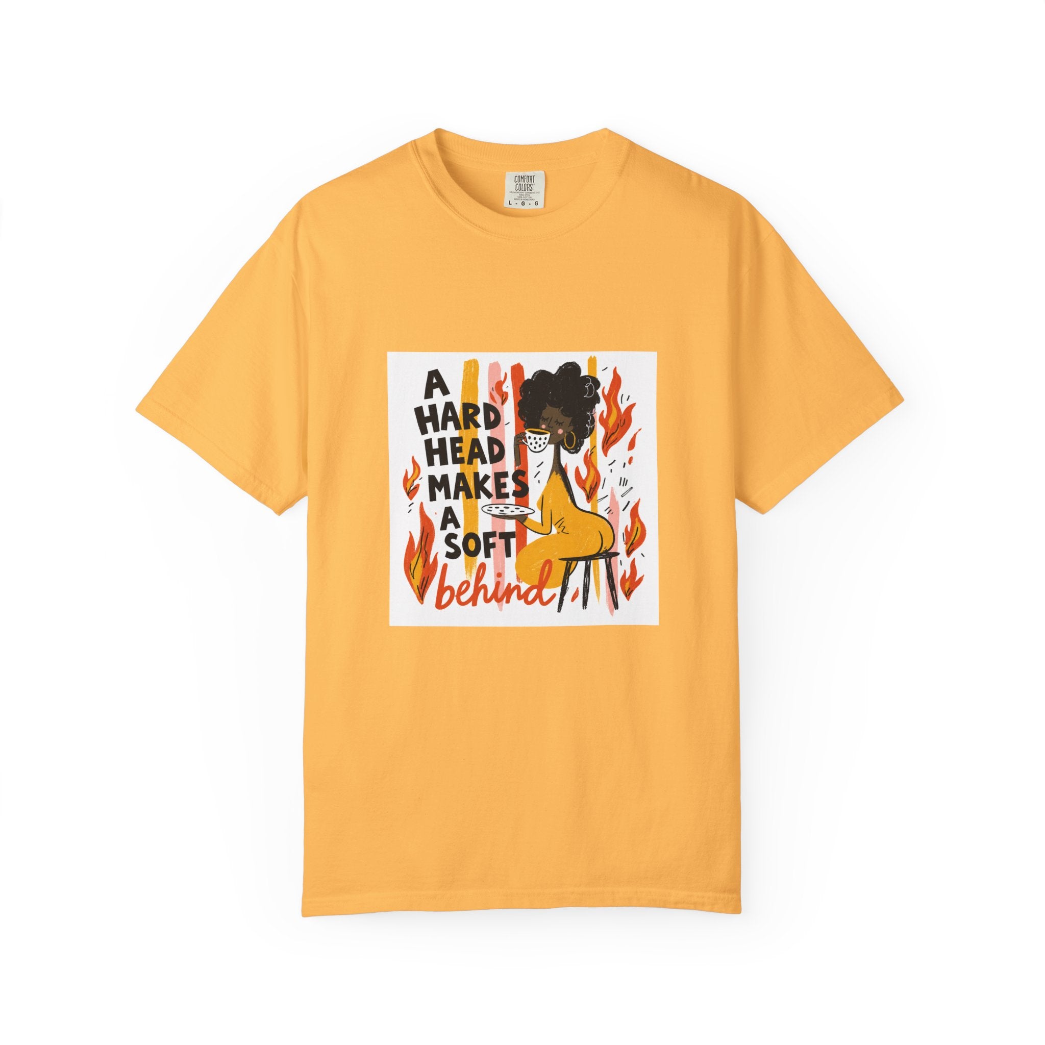 Graphic T-Shirt — "A Hard Head Makes a Soft Behind" Retro Afro Girl Design