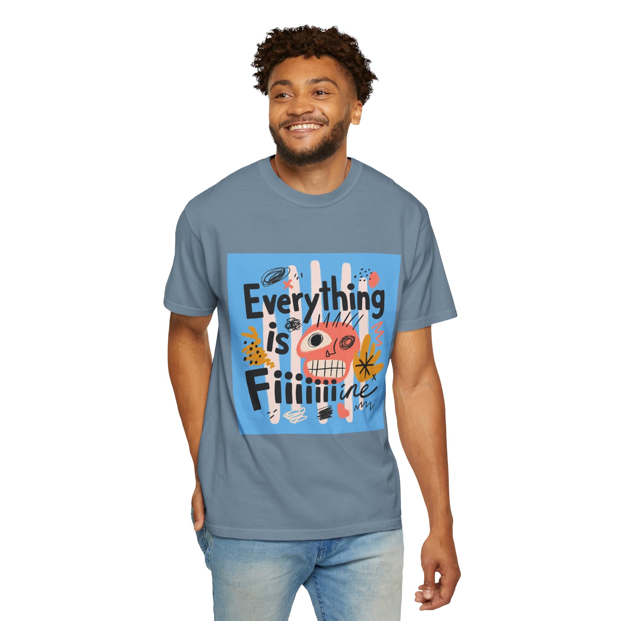 Everything Is Fine T-Shirt — Colorful Retro Cartoon Graphic Tee