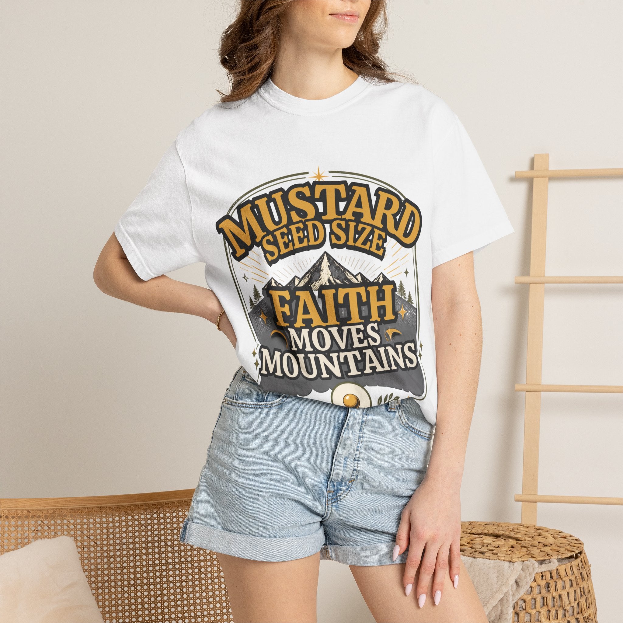 Faith Moves Mountains T-Shirt — Mustard Seed Size Christian Graphic Tee