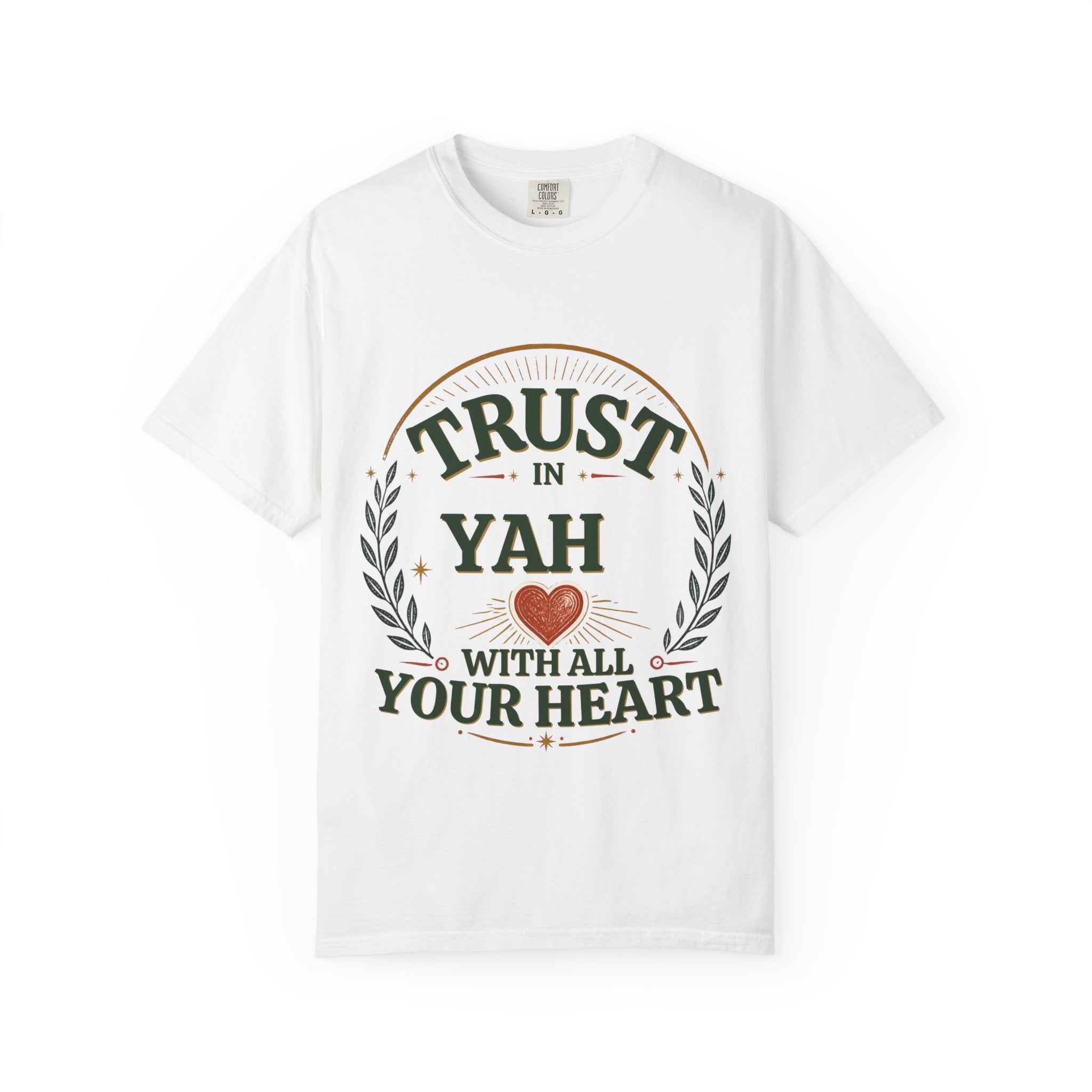 Trust in Yah T-Shirt — "Trust in Yah with All Your Heart" Christian Faith Tee