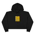 Crop Hoodie — 'Black People Do Not Hang Themselves Yellow Retro Protest Graphic