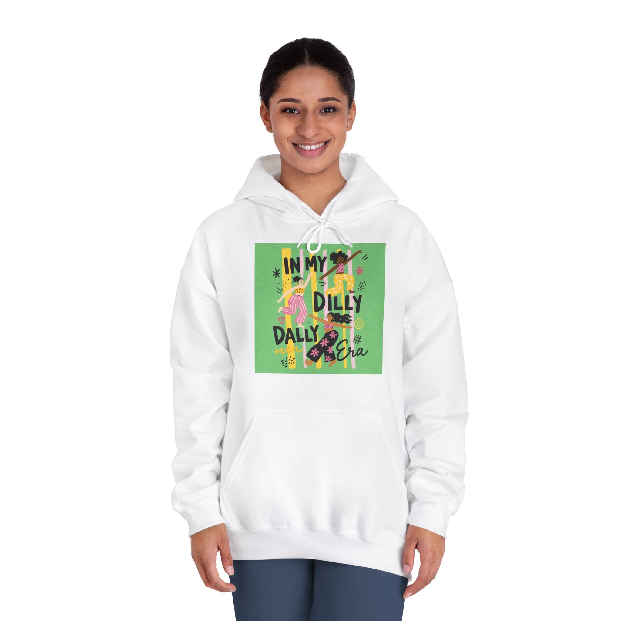 Dilly Dally Vibes Hoodie — Colorful Retro Graphic Sweatshirt