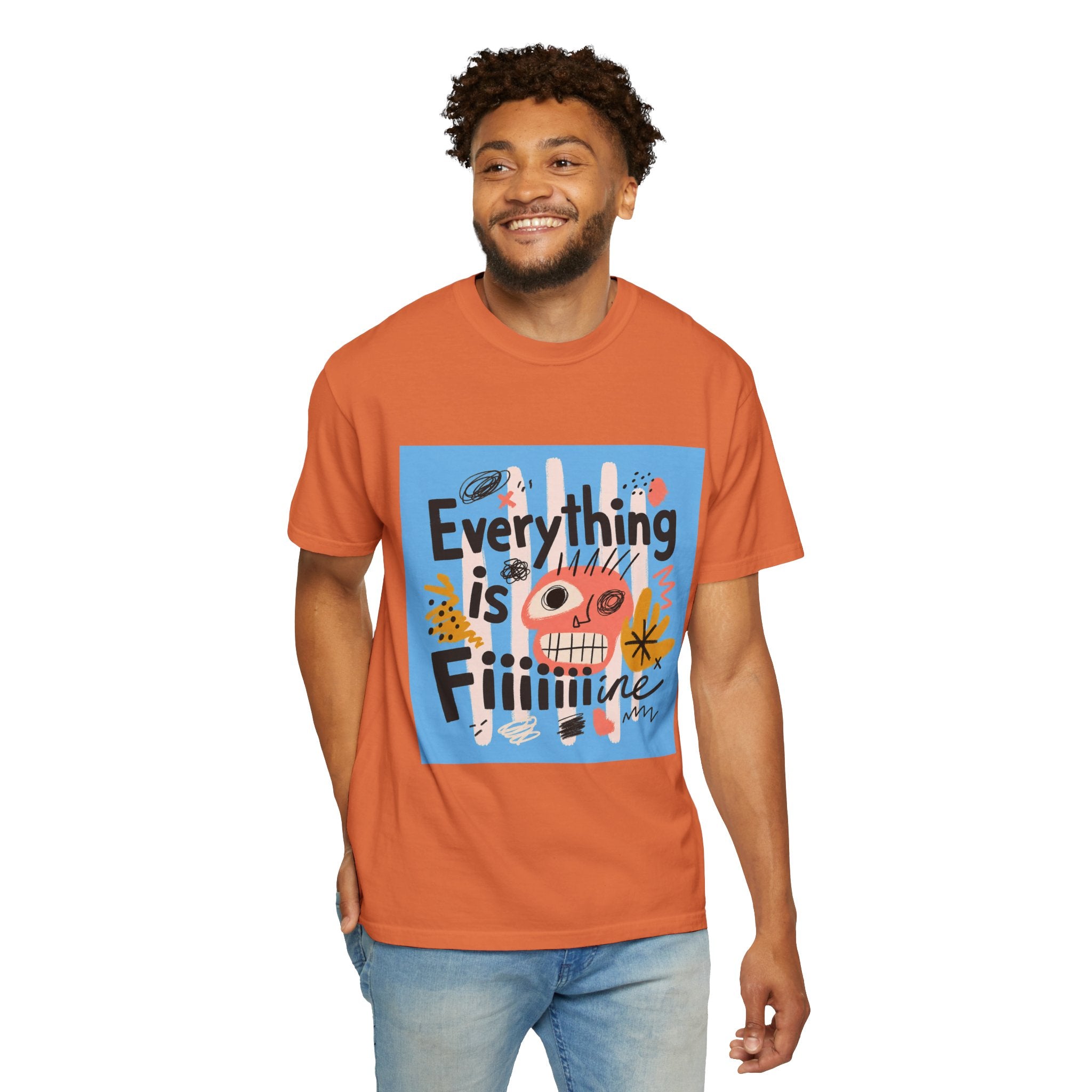 Everything Is Fine T-Shirt — Colorful Retro Cartoon Graphic Tee