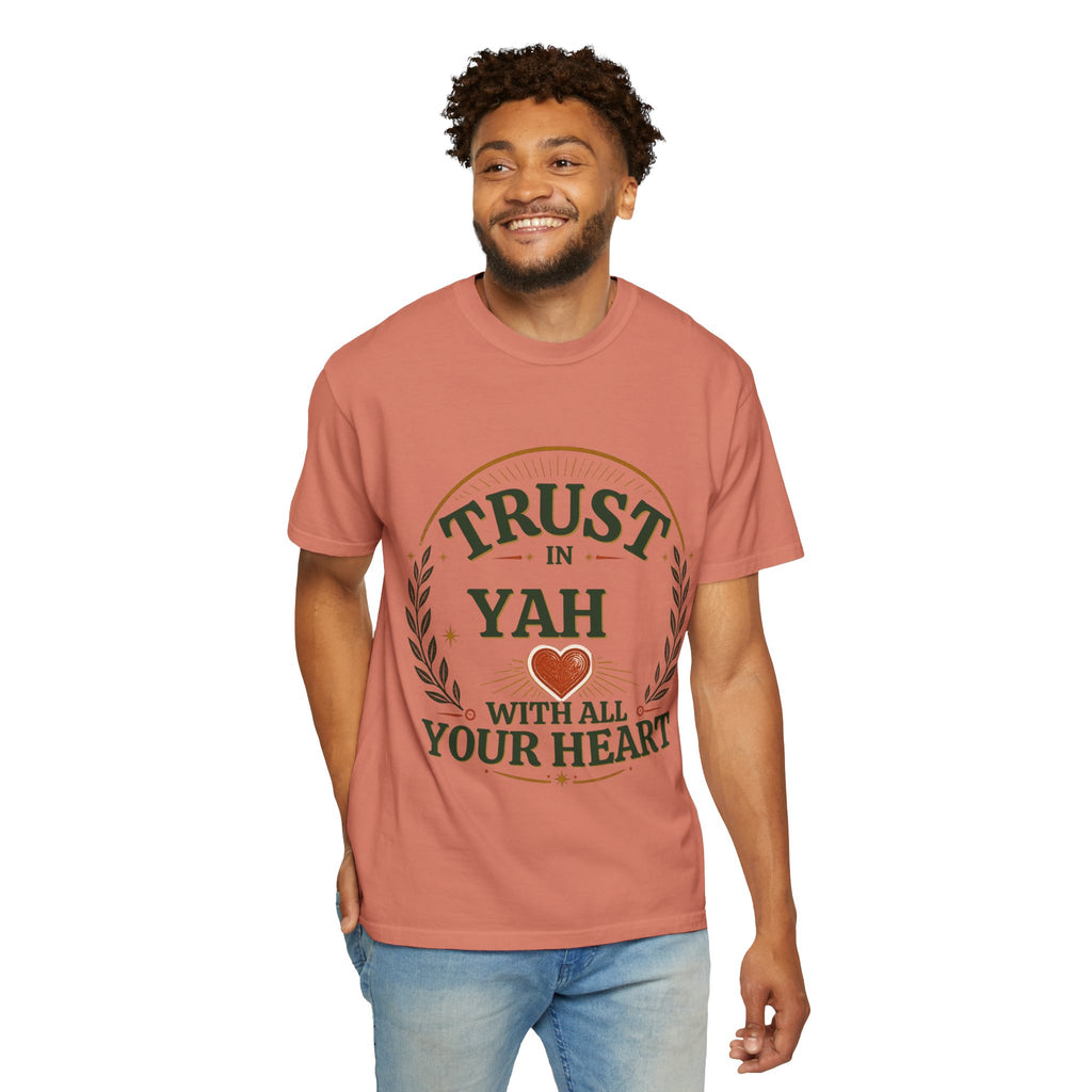 Trust in Yah T-Shirt — "Trust in Yah with All Your Heart" Christian Faith Tee