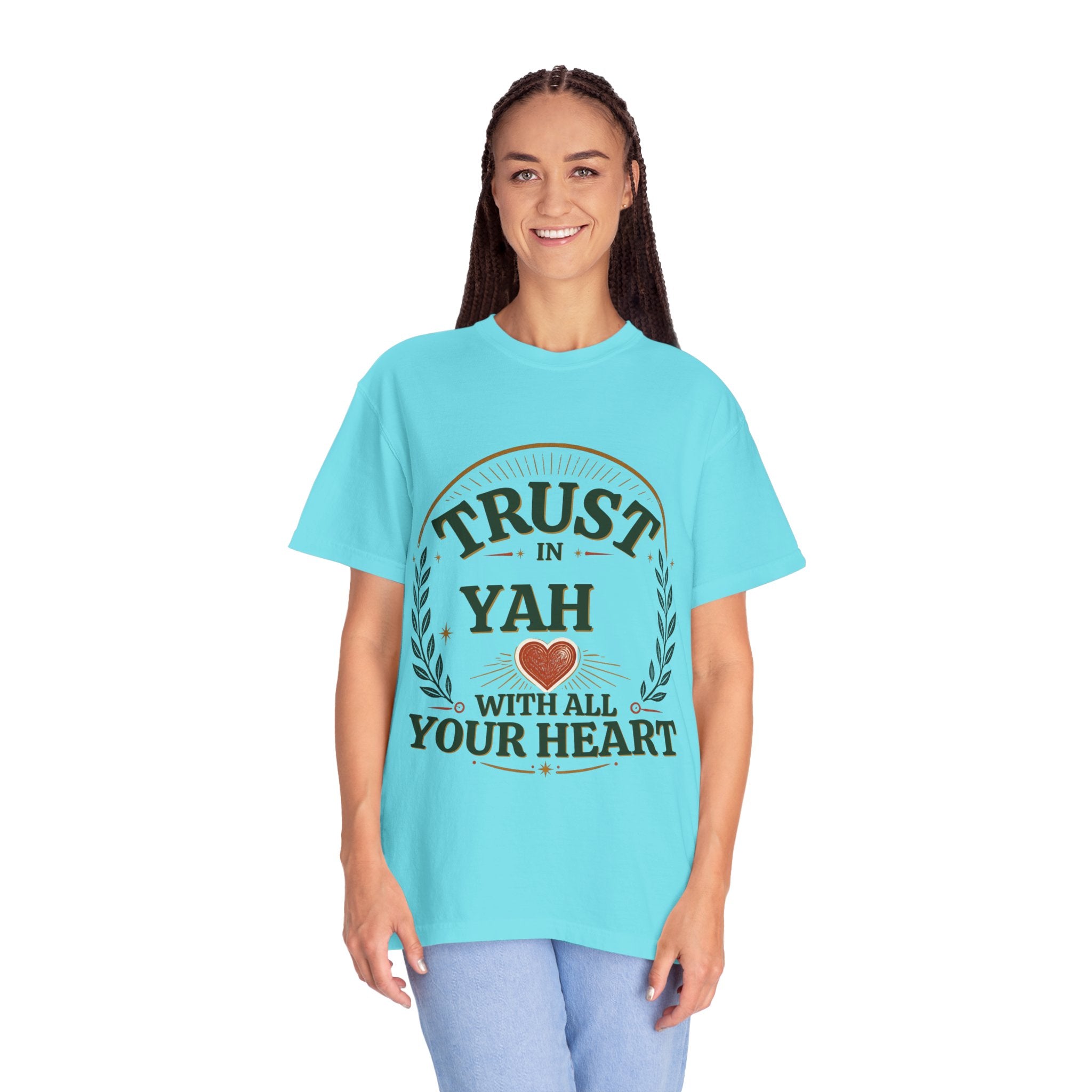 Trust in Yah T-Shirt — "Trust in Yah with All Your Heart" Christian Faith Tee