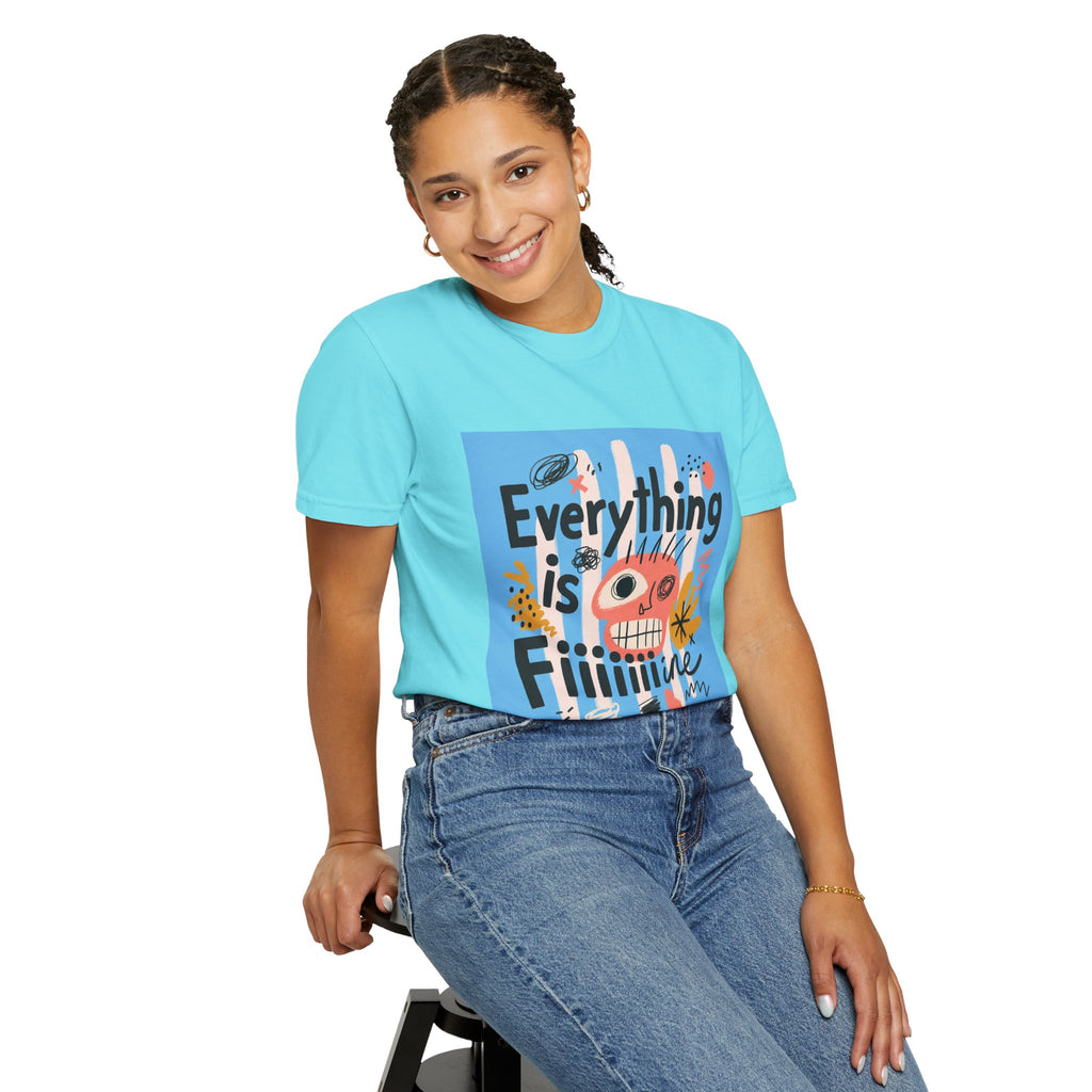 Everything Is Fine T-Shirt — Colorful Retro Cartoon Graphic Tee
