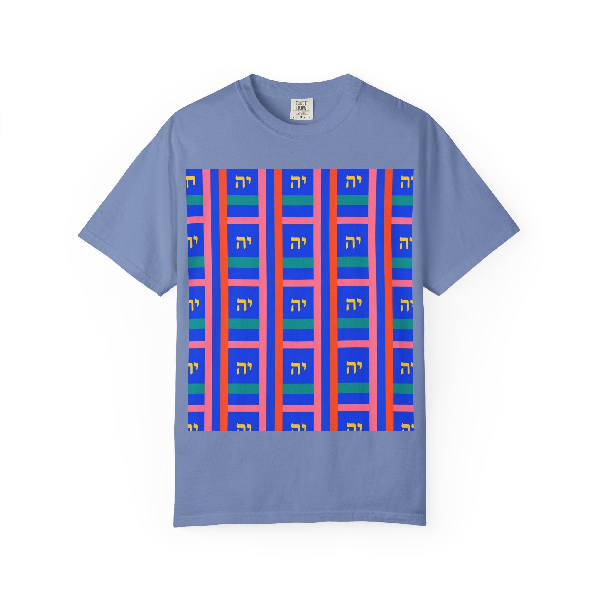 Modern Geometric Pattern T‑Shirt — Colorblock Blue Grid Design