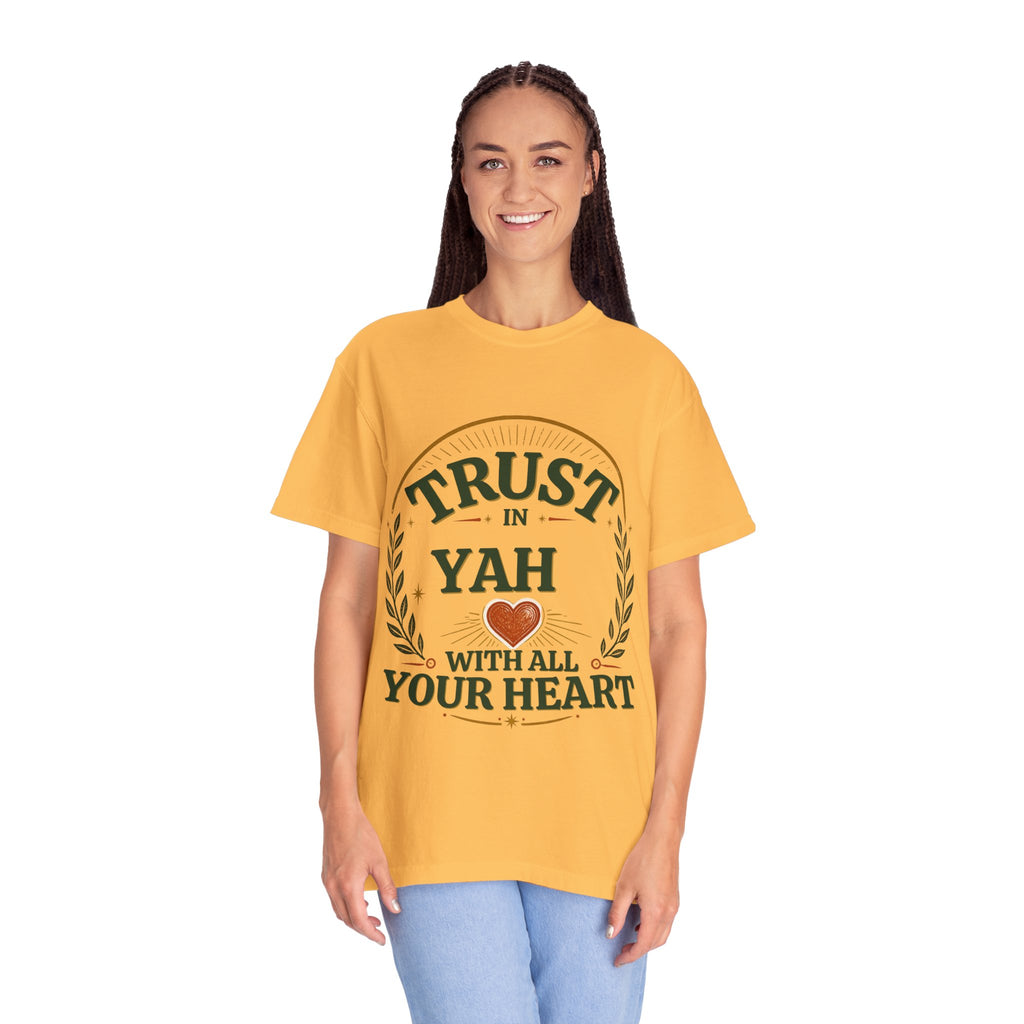 Trust in Yah T-Shirt — "Trust in Yah with All Your Heart" Christian Faith Tee