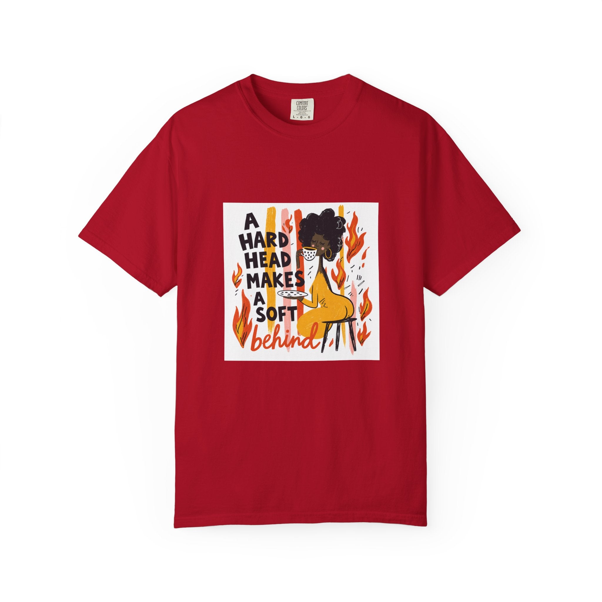 Graphic T-Shirt — "A Hard Head Makes a Soft Behind" Retro Afro Girl Design