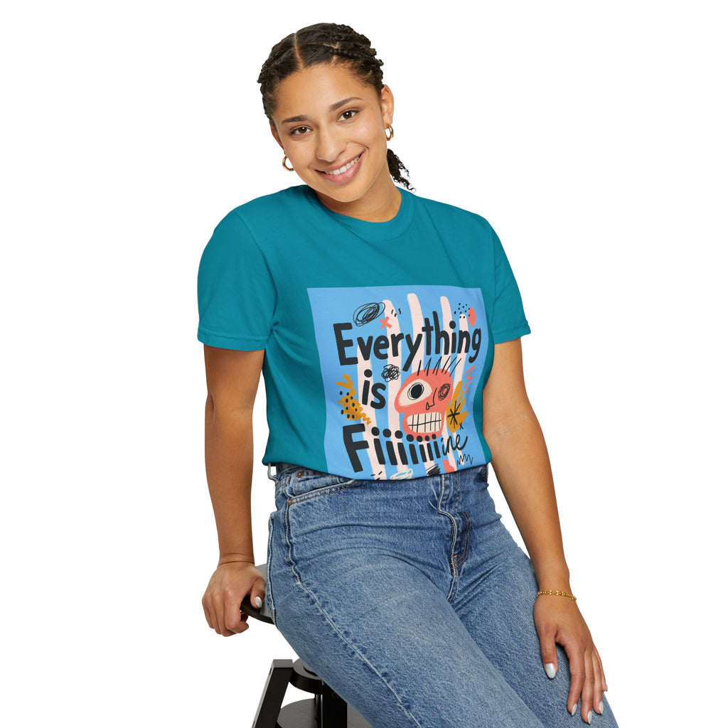 Everything Is Fine T-Shirt — Colorful Retro Cartoon Graphic Tee