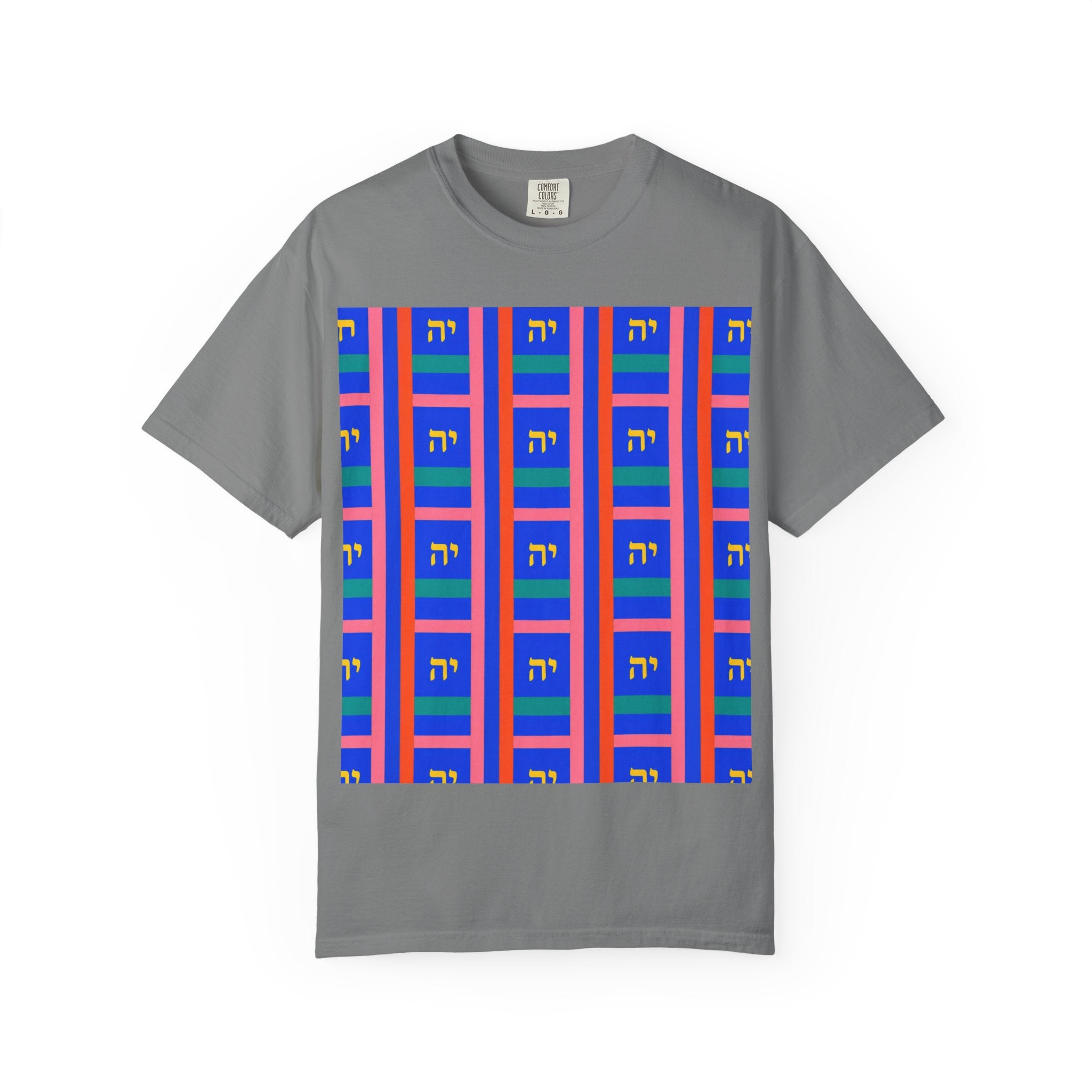 Modern Geometric Pattern T‑Shirt — Colorblock Blue Grid Design