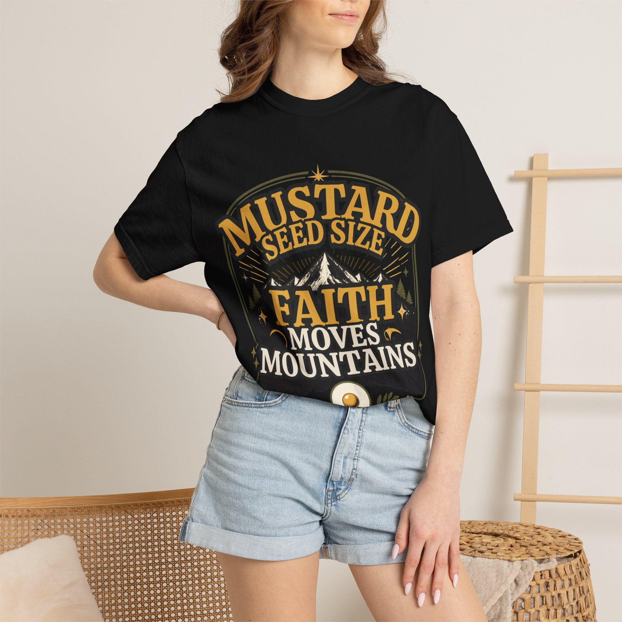 Faith Moves Mountains T-Shirt — Mustard Seed Size Christian Graphic Tee