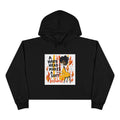 Cropped Hoodie — "A Hard Head Makes a Soft Behind" Graphic Crop Hoodie (Bold Retro Flame Design)