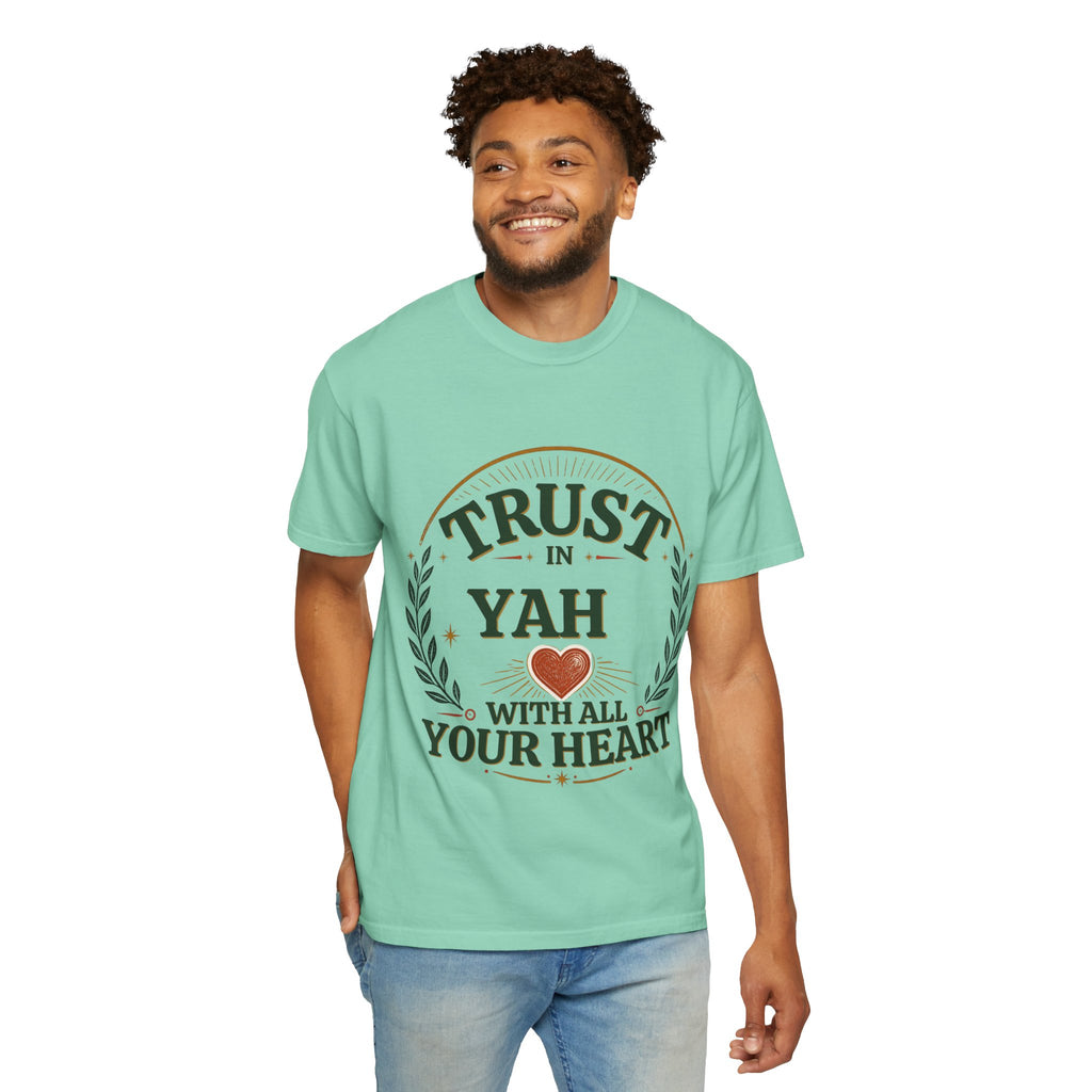 Trust in Yah T-Shirt — "Trust in Yah with All Your Heart" Christian Faith Tee