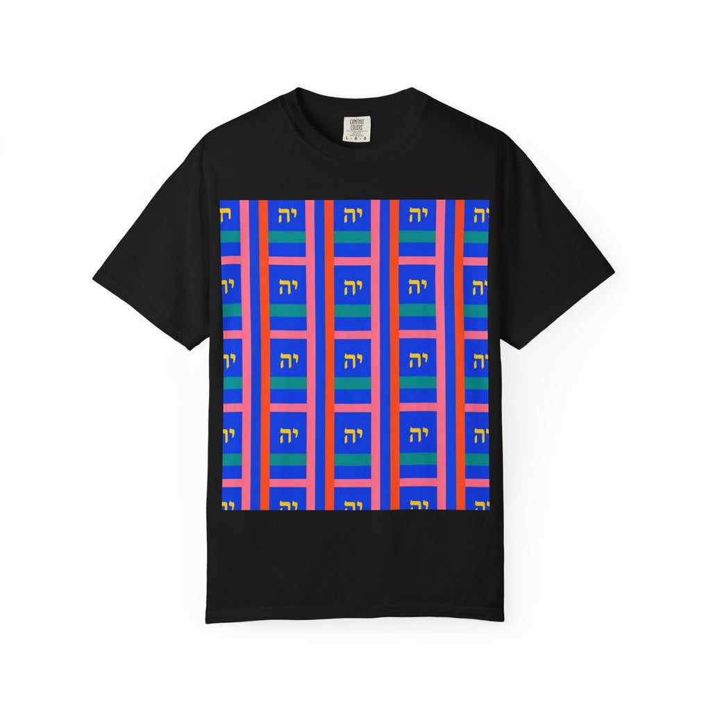 Modern Geometric Pattern T‑Shirt — Colorblock Blue Grid Design