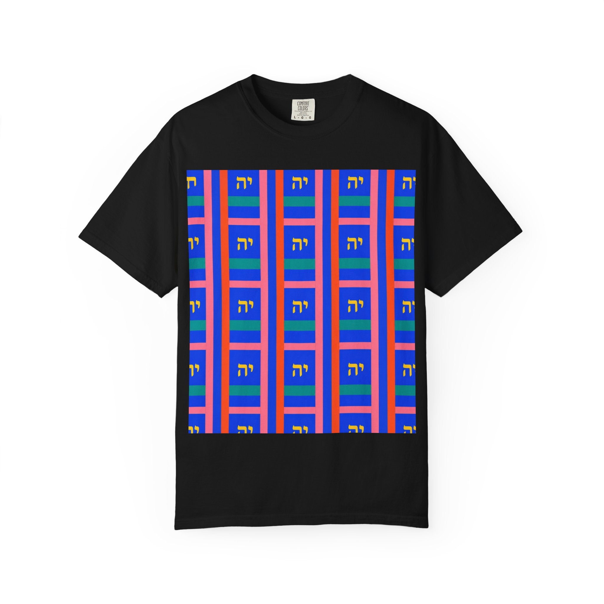 Modern Geometric Pattern T‑Shirt — Colorblock Blue Grid Design