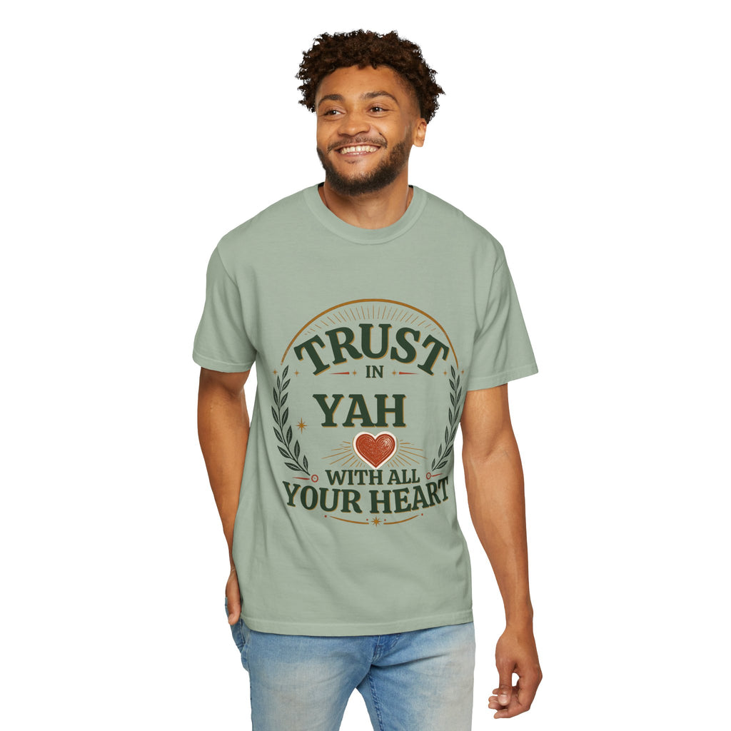 Trust in Yah T-Shirt — "Trust in Yah with All Your Heart" Christian Faith Tee