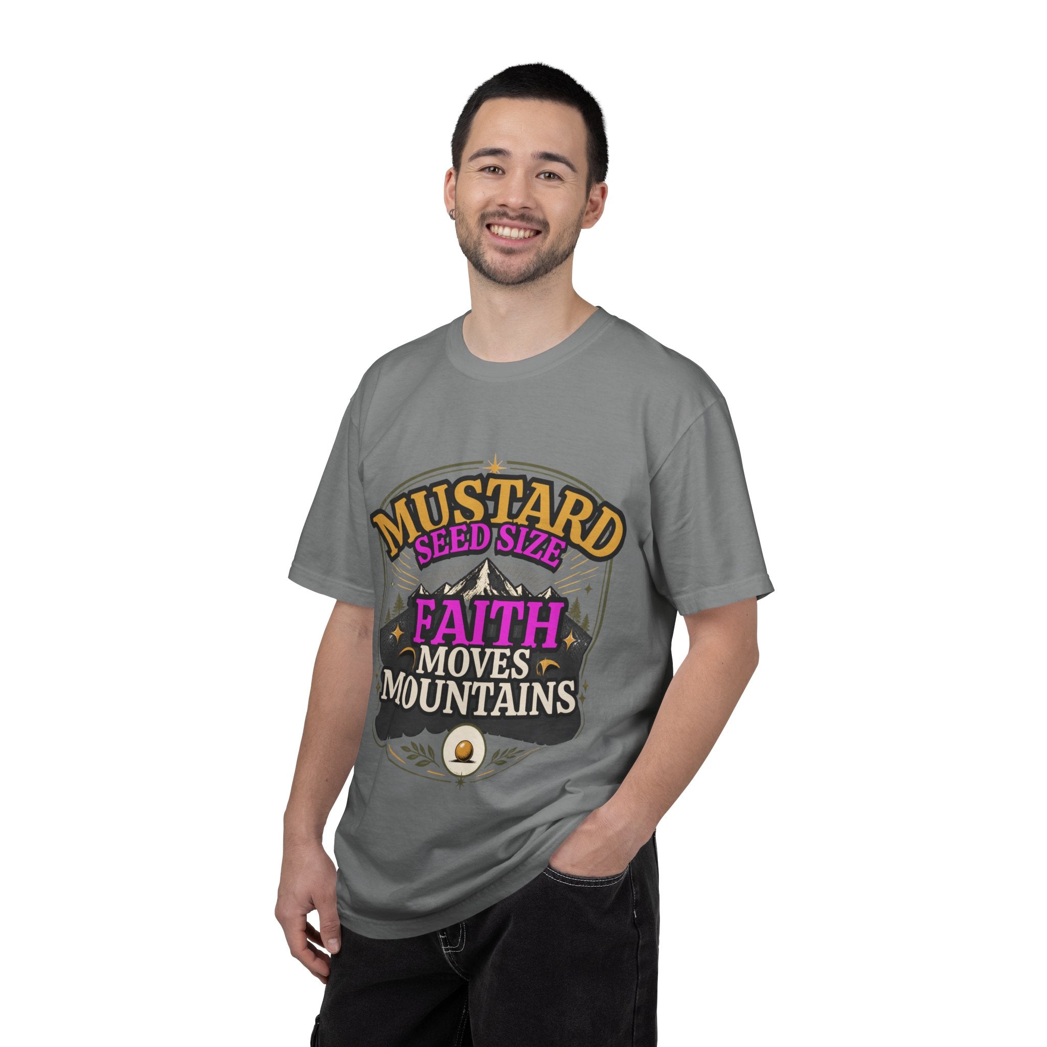 Faith Moves Mountains T-Shirt — Mustard Seed Size Inspirational Christian Tee