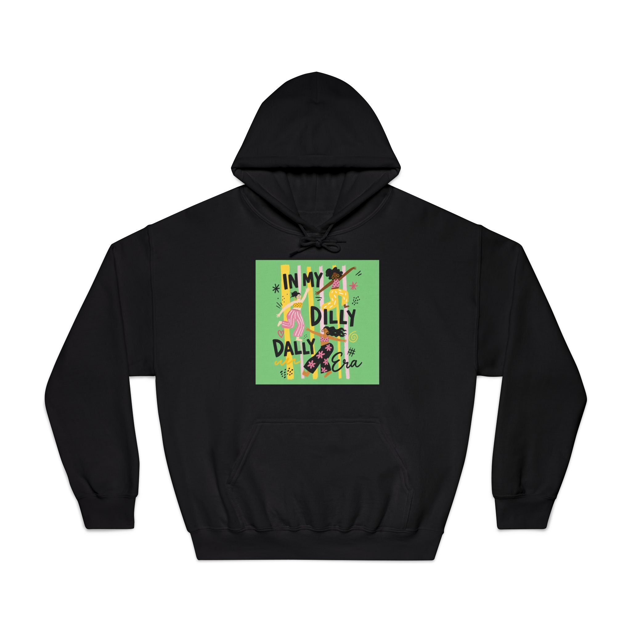 Dilly Dally Vibes Hoodie — Colorful Retro Graphic Sweatshirt