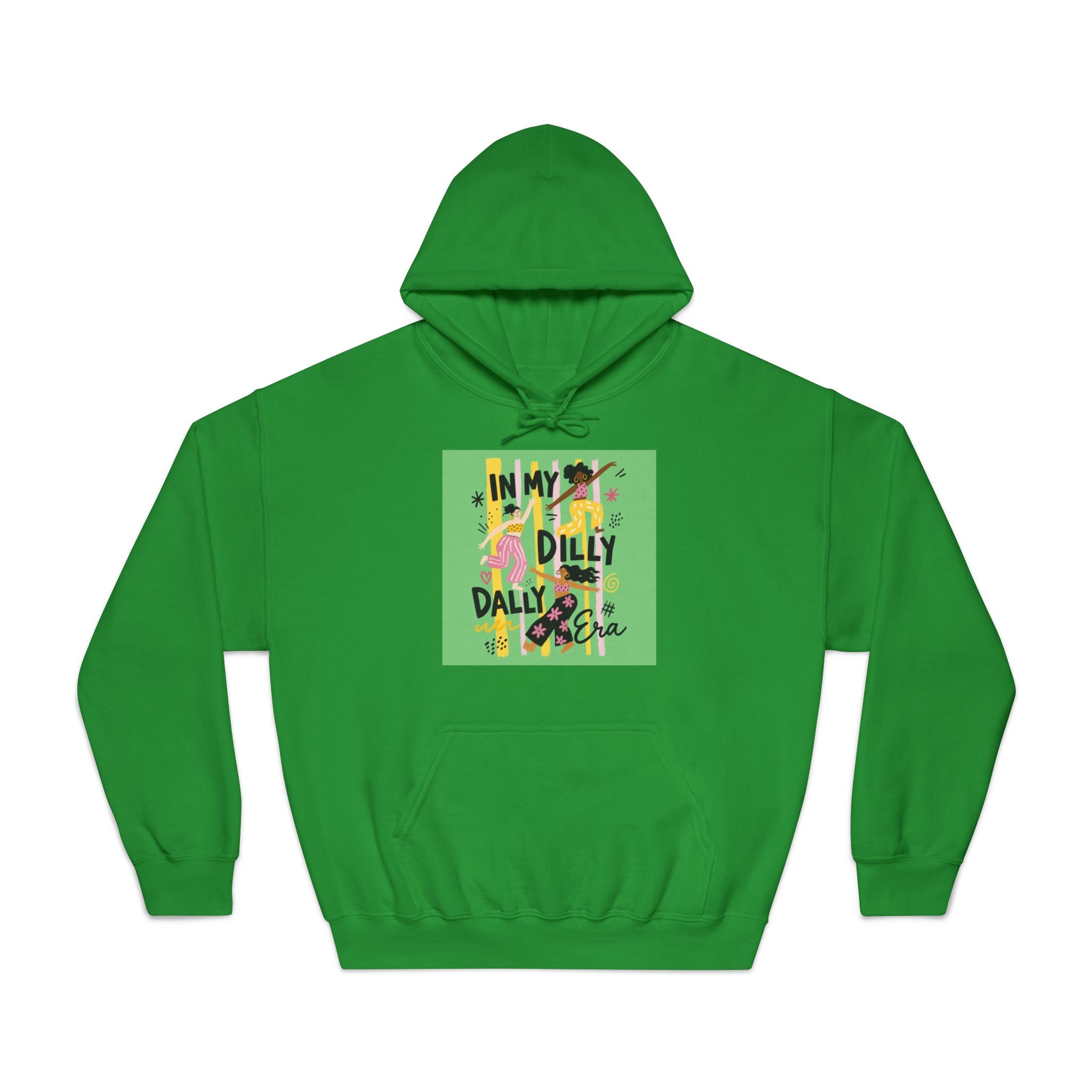 Dilly Dally Vibes Hoodie — Colorful Retro Graphic Sweatshirt