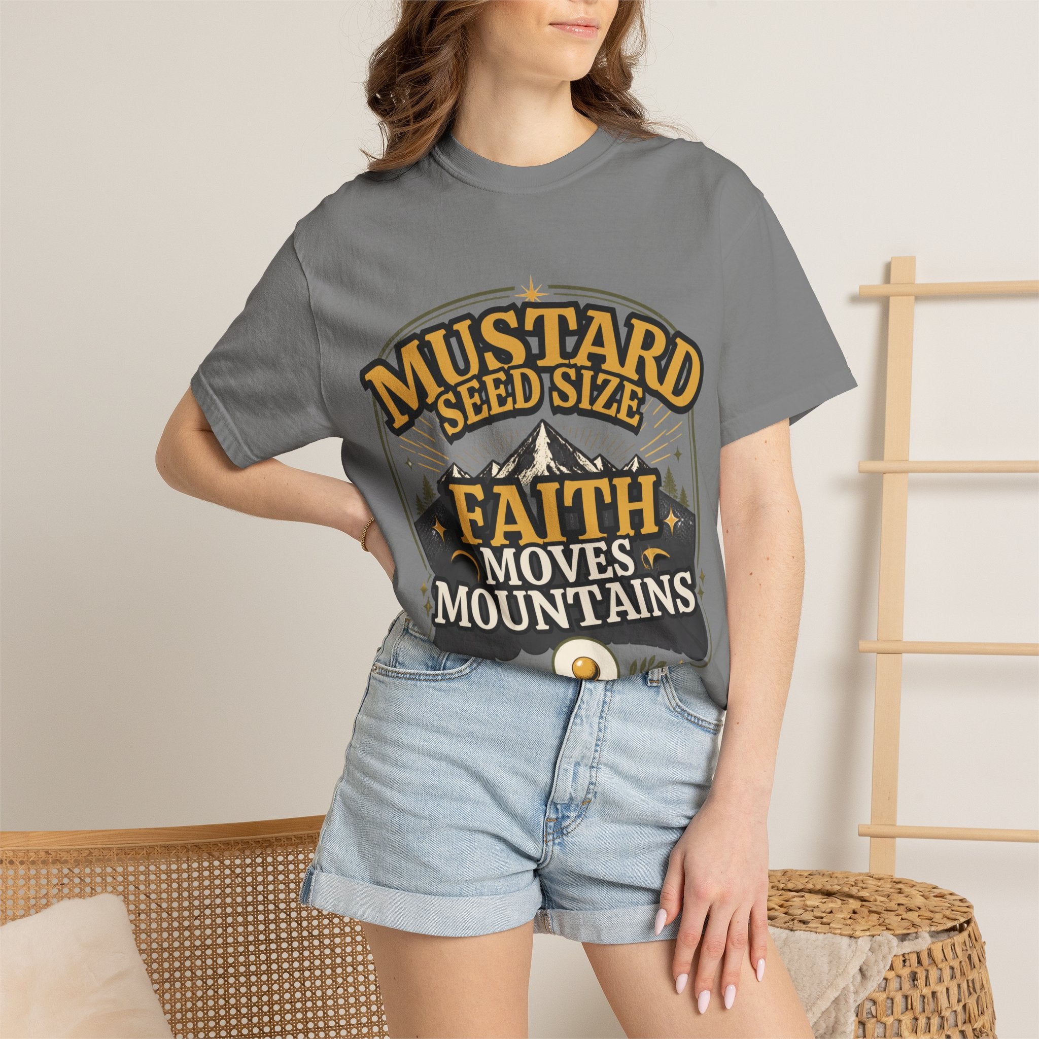 Faith Moves Mountains T-Shirt — Mustard Seed Size Christian Graphic Tee