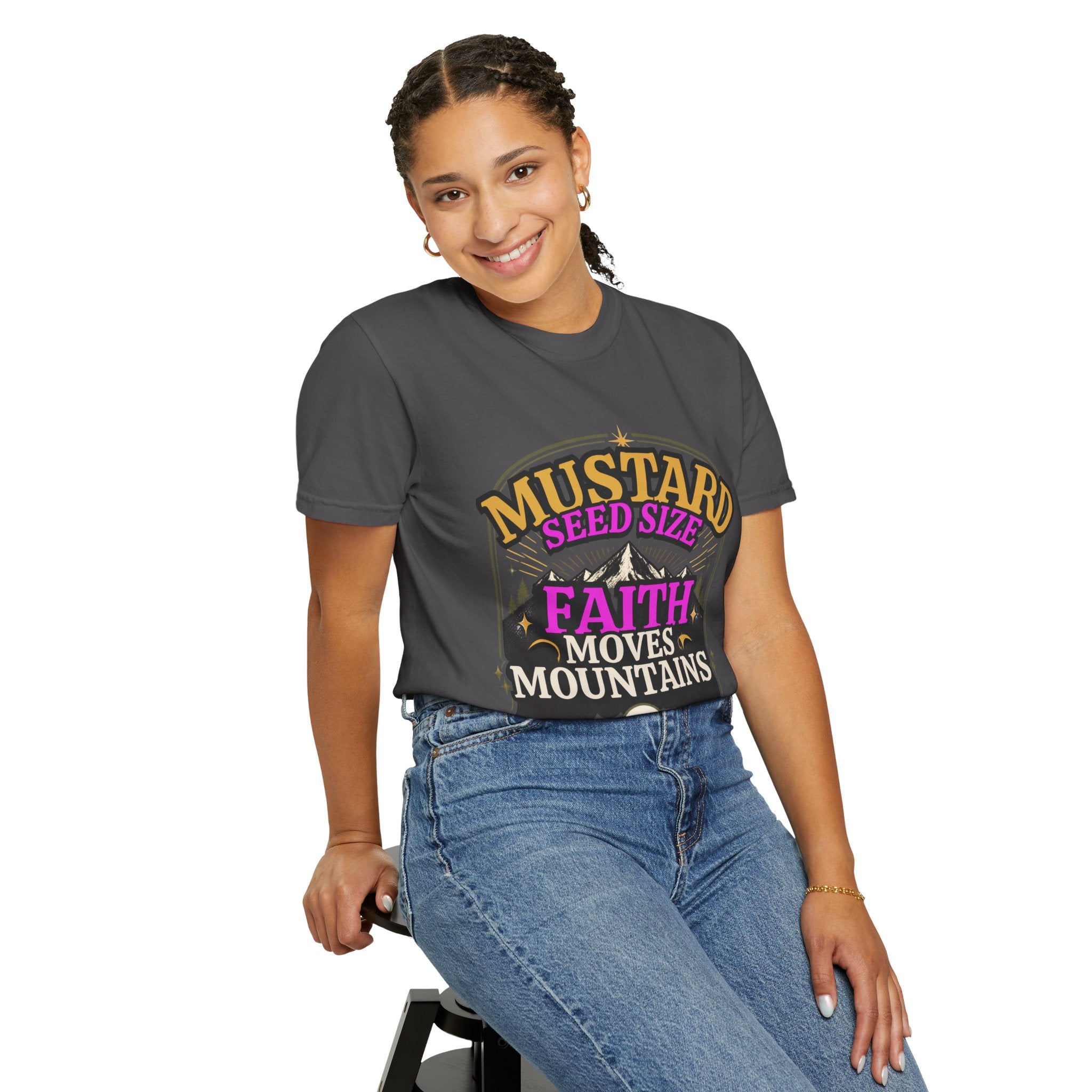 Faith Moves Mountains T-Shirt — Mustard Seed Size Inspirational Christian Tee