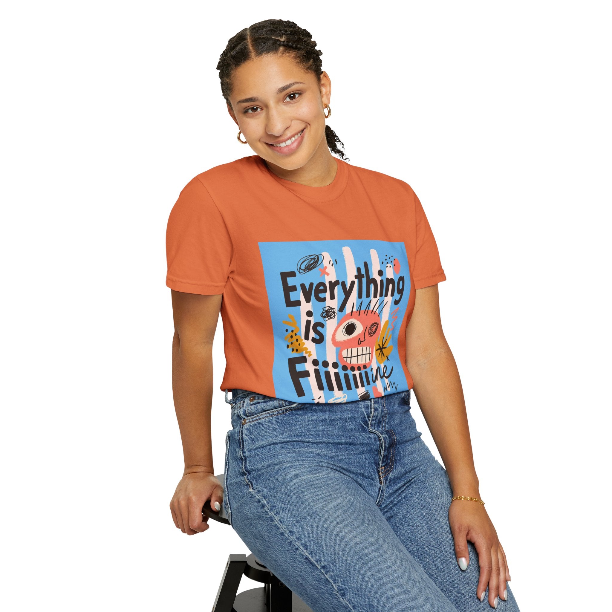 Everything Is Fine T-Shirt — Colorful Retro Cartoon Graphic Tee