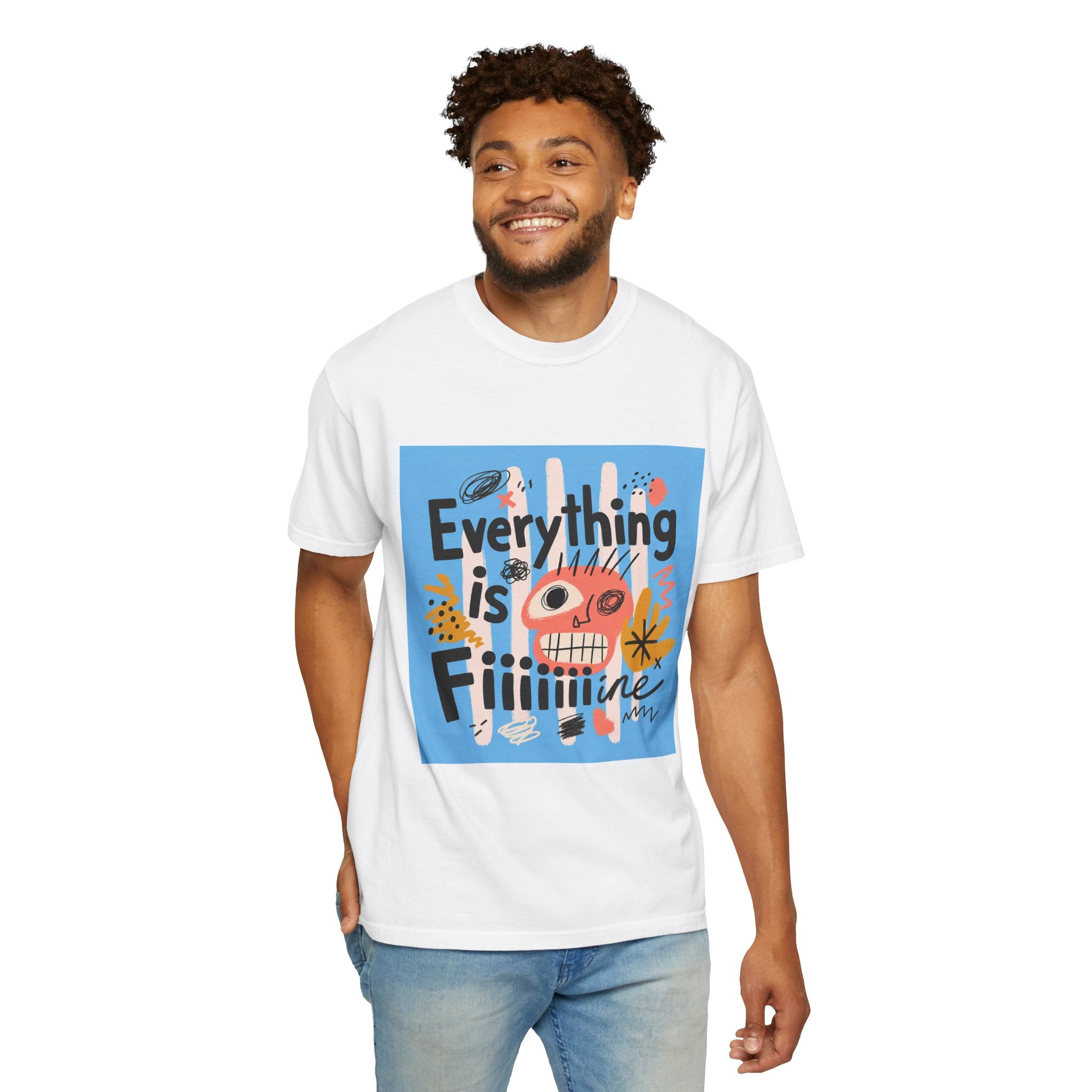 Everything Is Fine T-Shirt — Colorful Retro Cartoon Graphic Tee