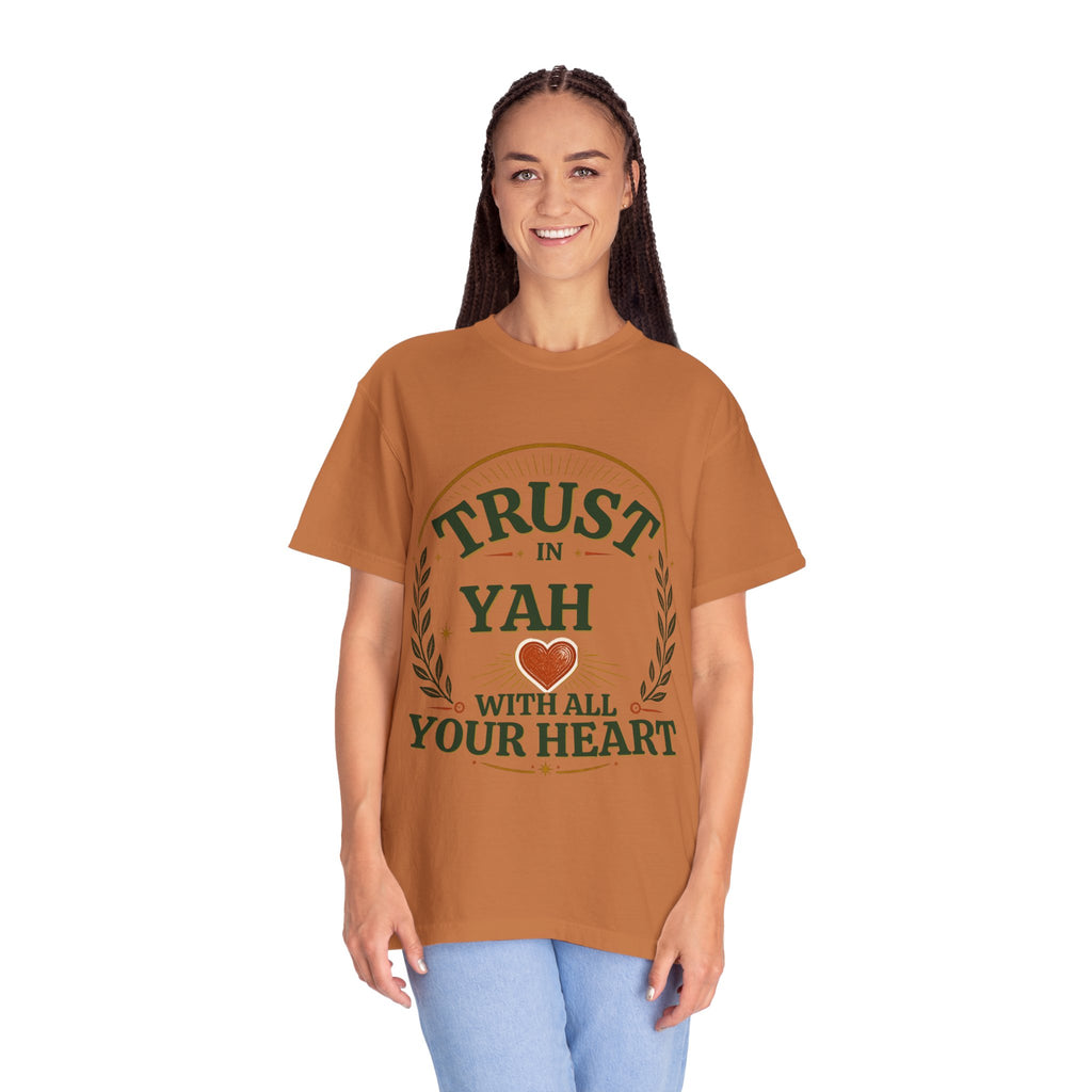 Trust in Yah T-Shirt — "Trust in Yah with All Your Heart" Christian Faith Tee