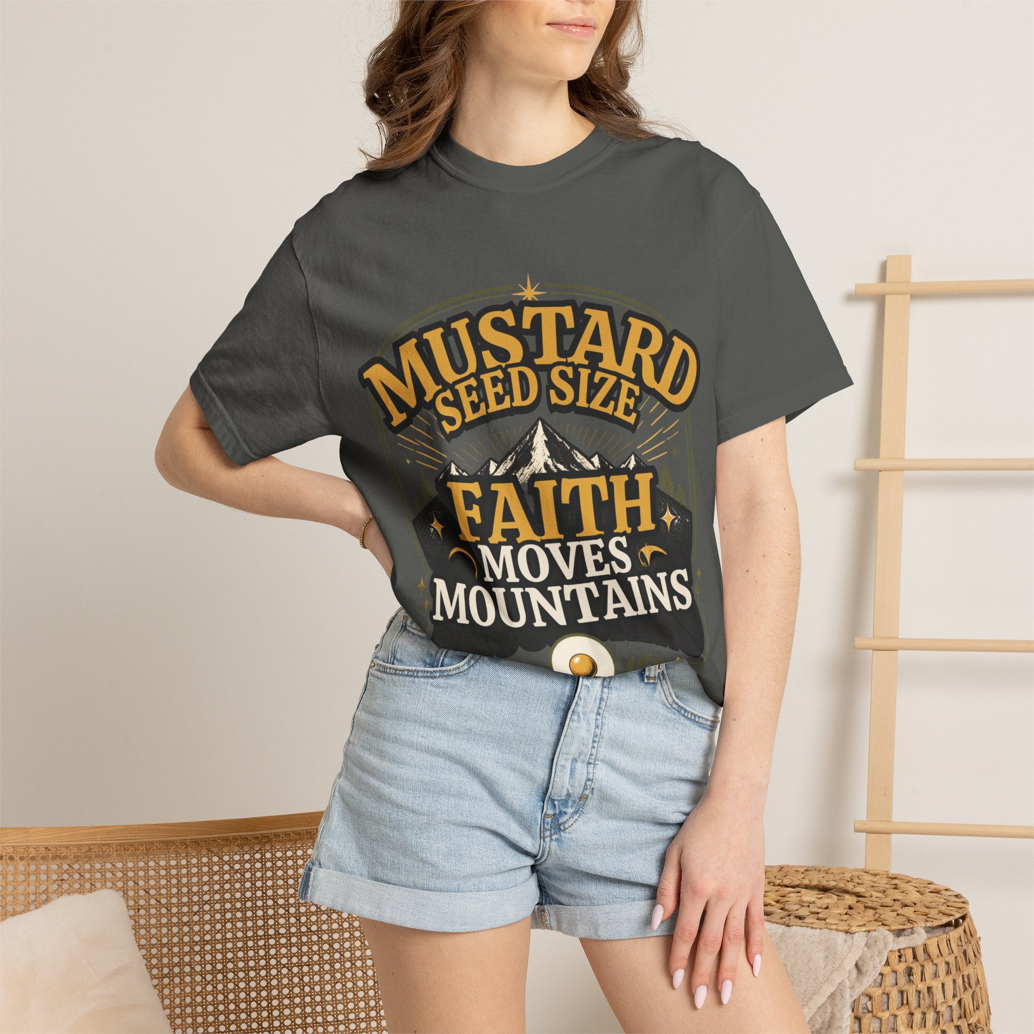 Faith Moves Mountains T-Shirt — Mustard Seed Size Christian Graphic Tee