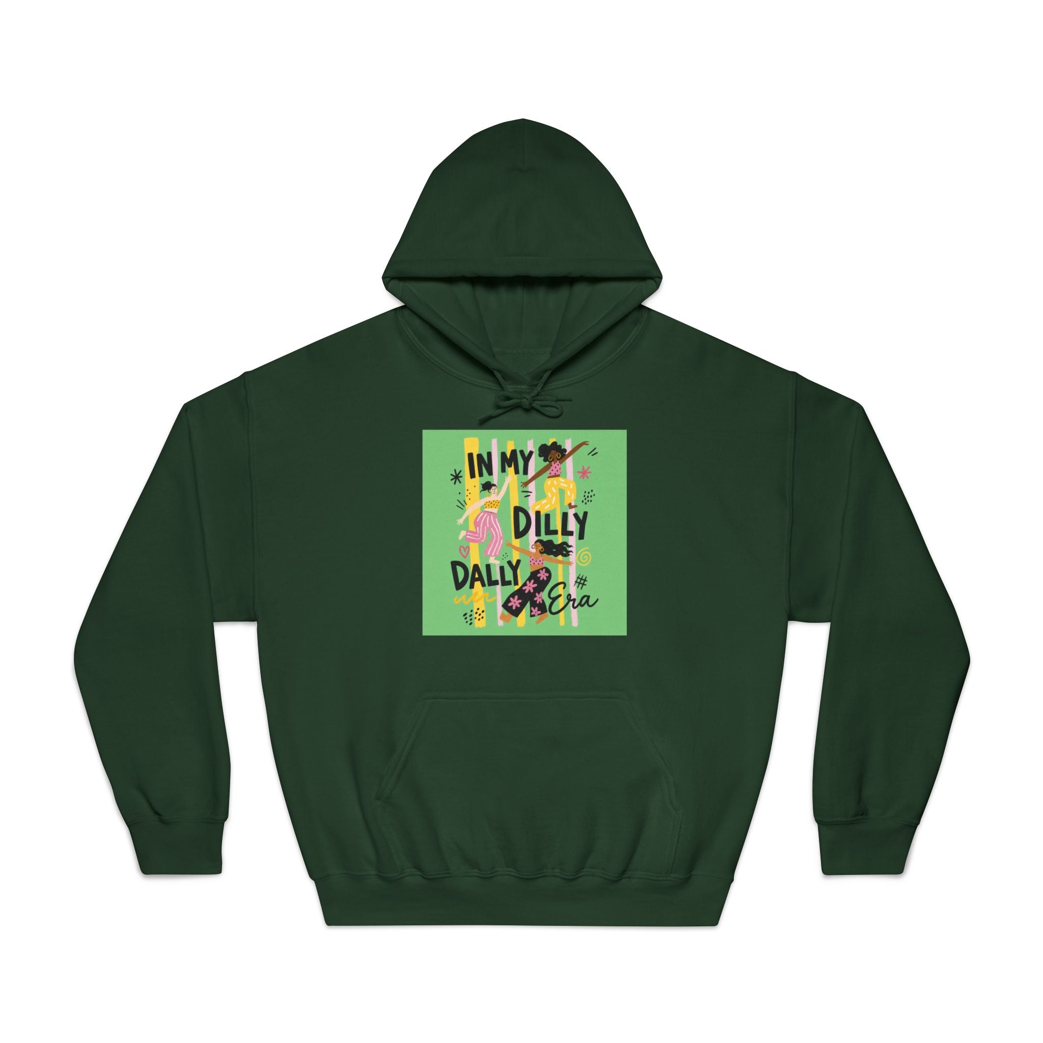 Dilly Dally Vibes Hoodie — Colorful Retro Graphic Sweatshirt