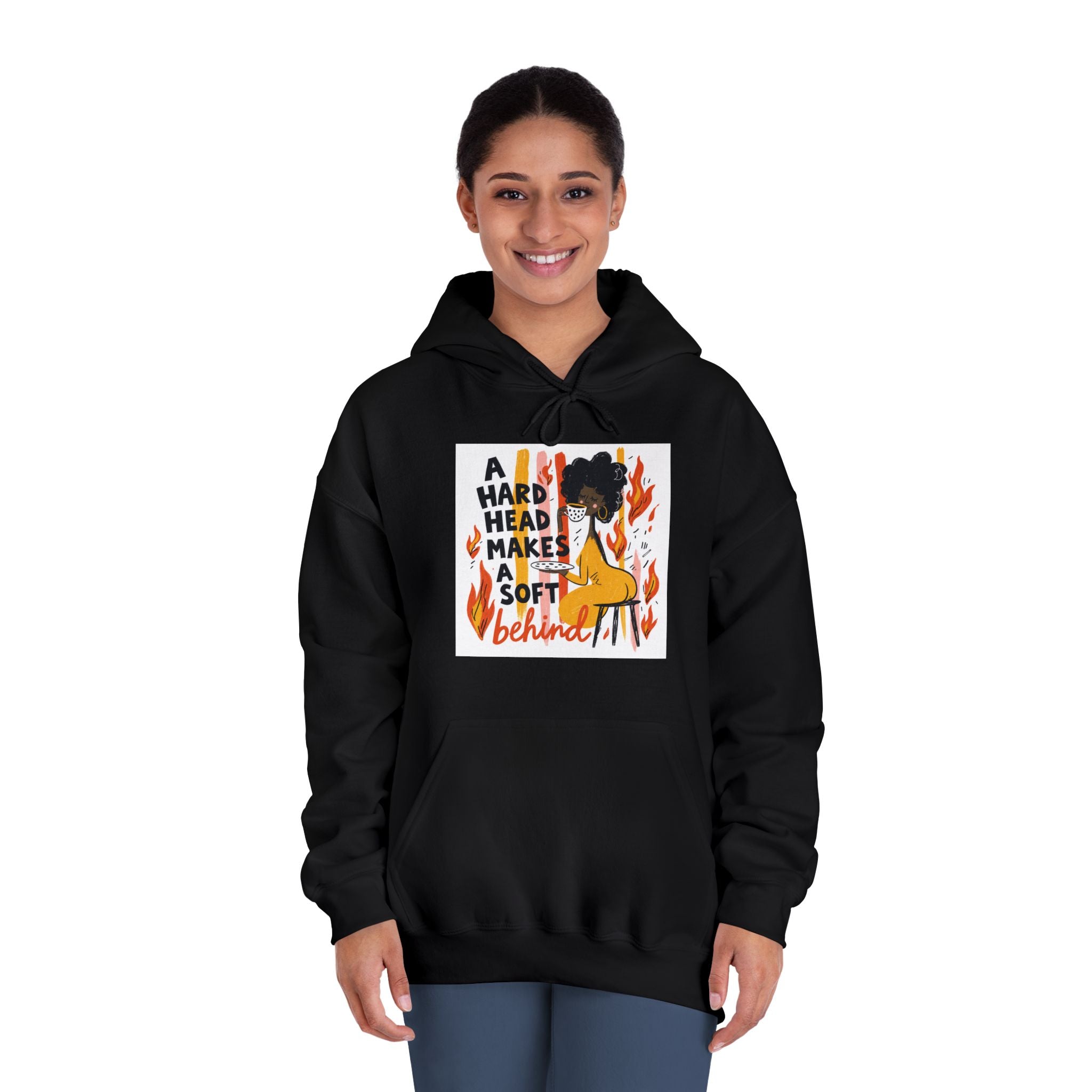 A Hard Head Makes A Soft Behind Hoodie — Funny Campfire Graphic Hooded Sweatshirt
