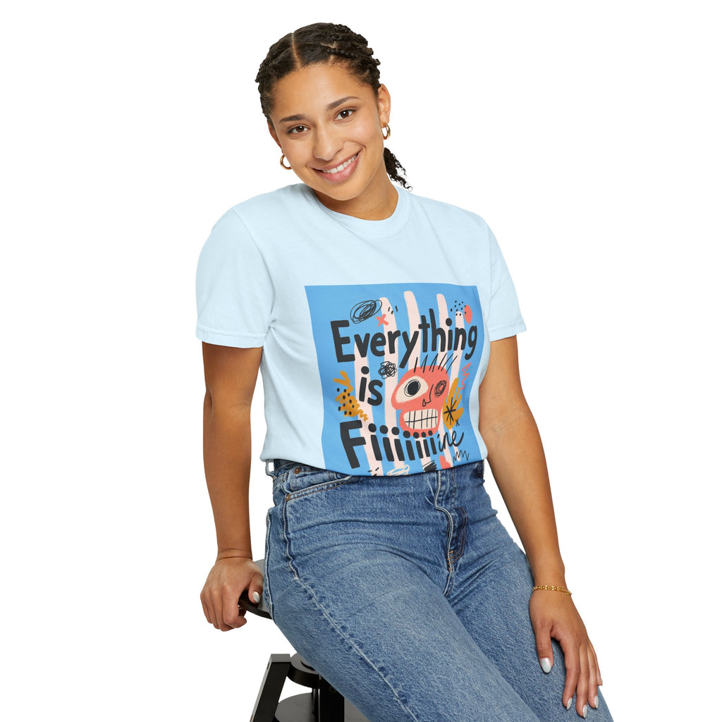 Everything Is Fine T-Shirt — Colorful Retro Cartoon Graphic Tee