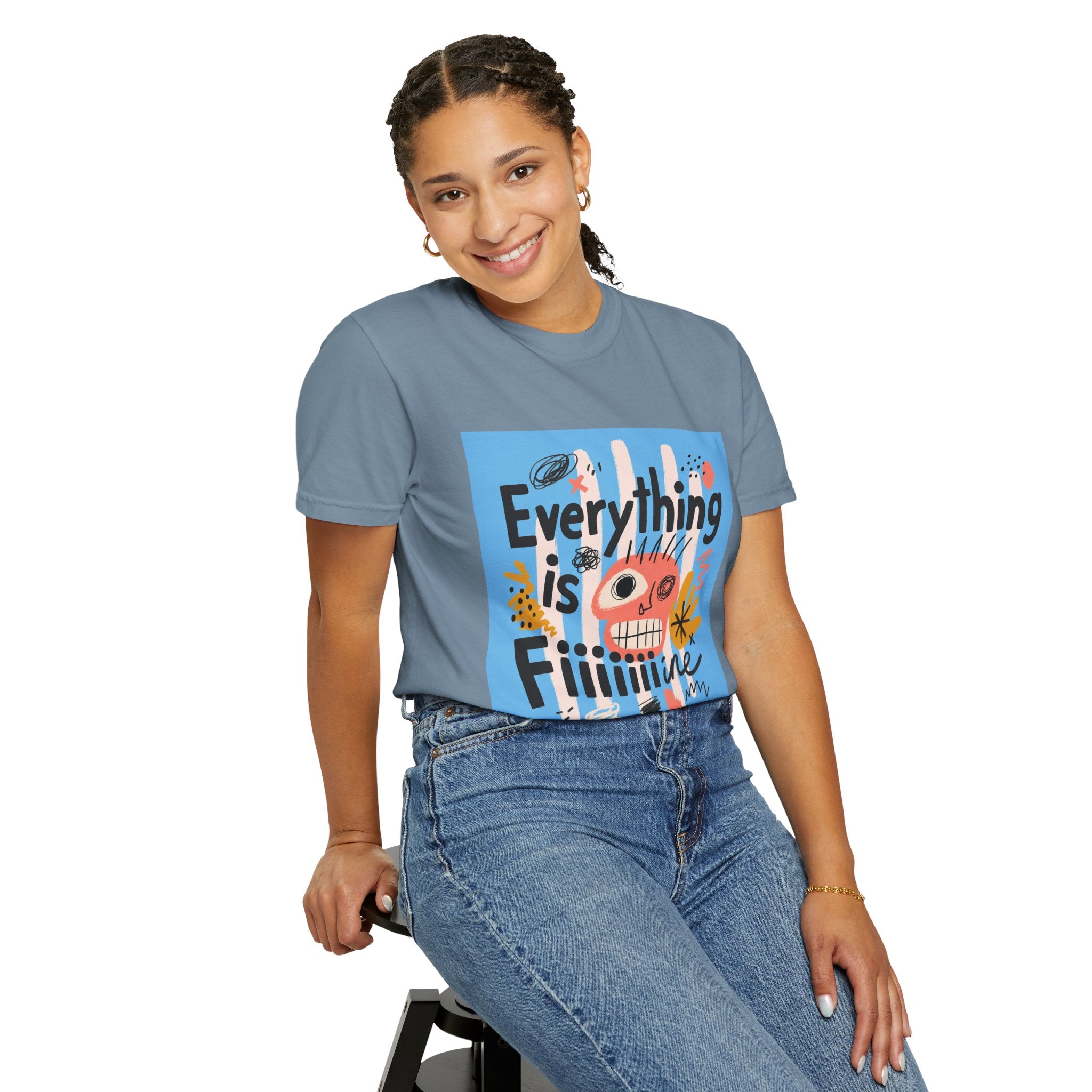 Everything Is Fine T-Shirt — Colorful Retro Cartoon Graphic Tee