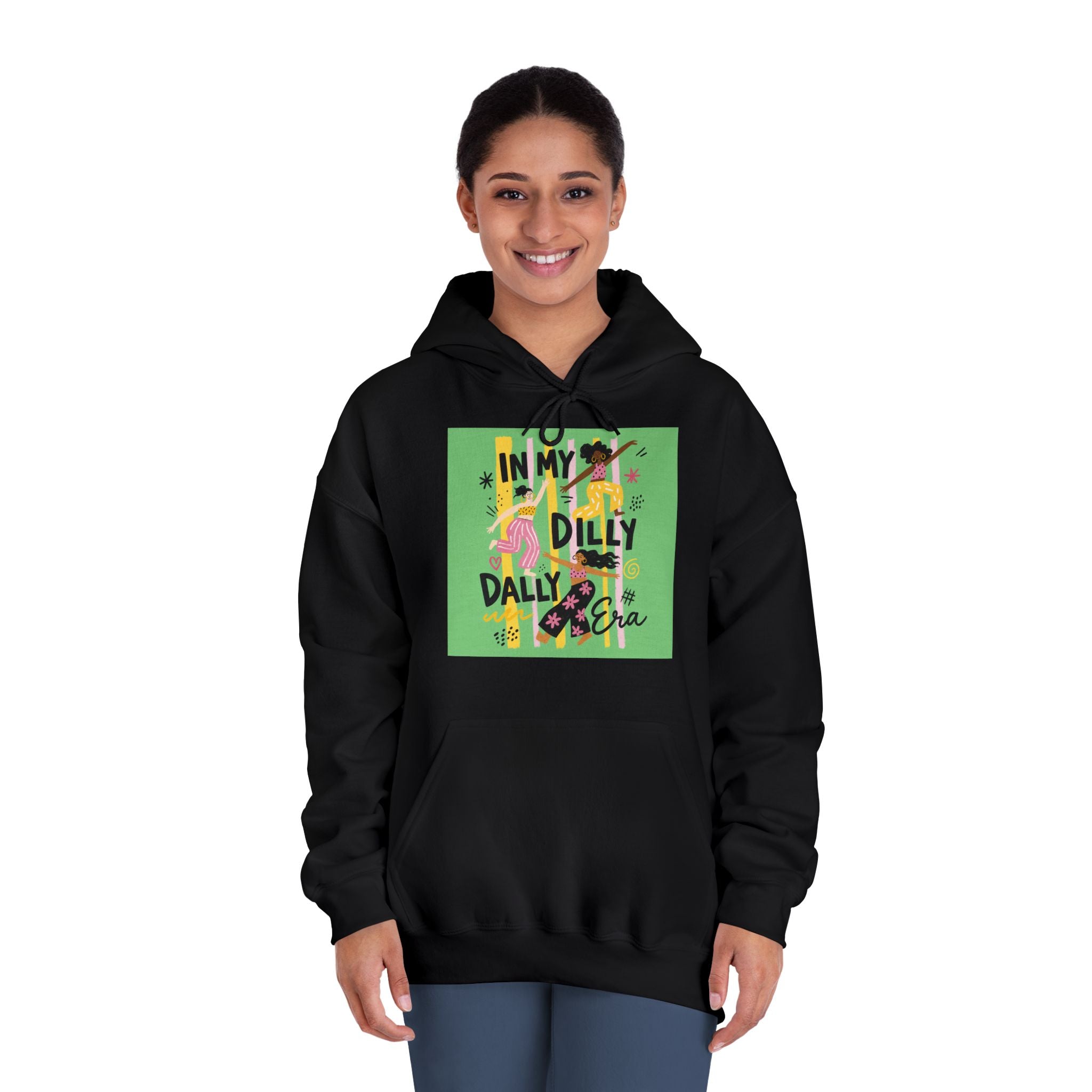 Dilly Dally Vibes Hoodie — Colorful Retro Graphic Sweatshirt