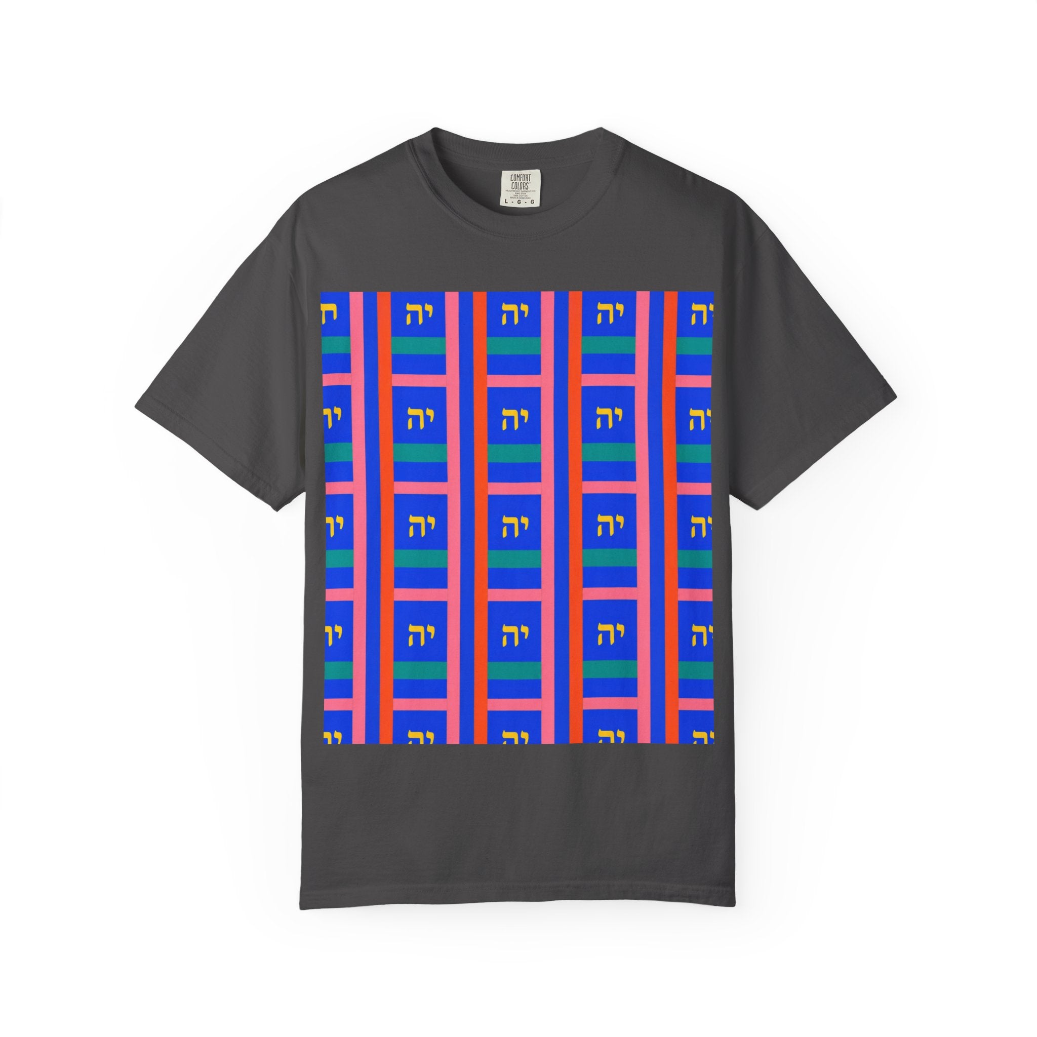 Modern Geometric Pattern T‑Shirt — Colorblock Blue Grid Design