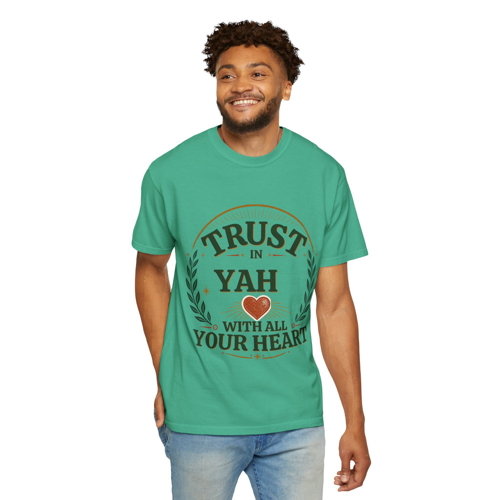 Trust in Yah T-Shirt — "Trust in Yah with All Your Heart" Christian Faith Tee